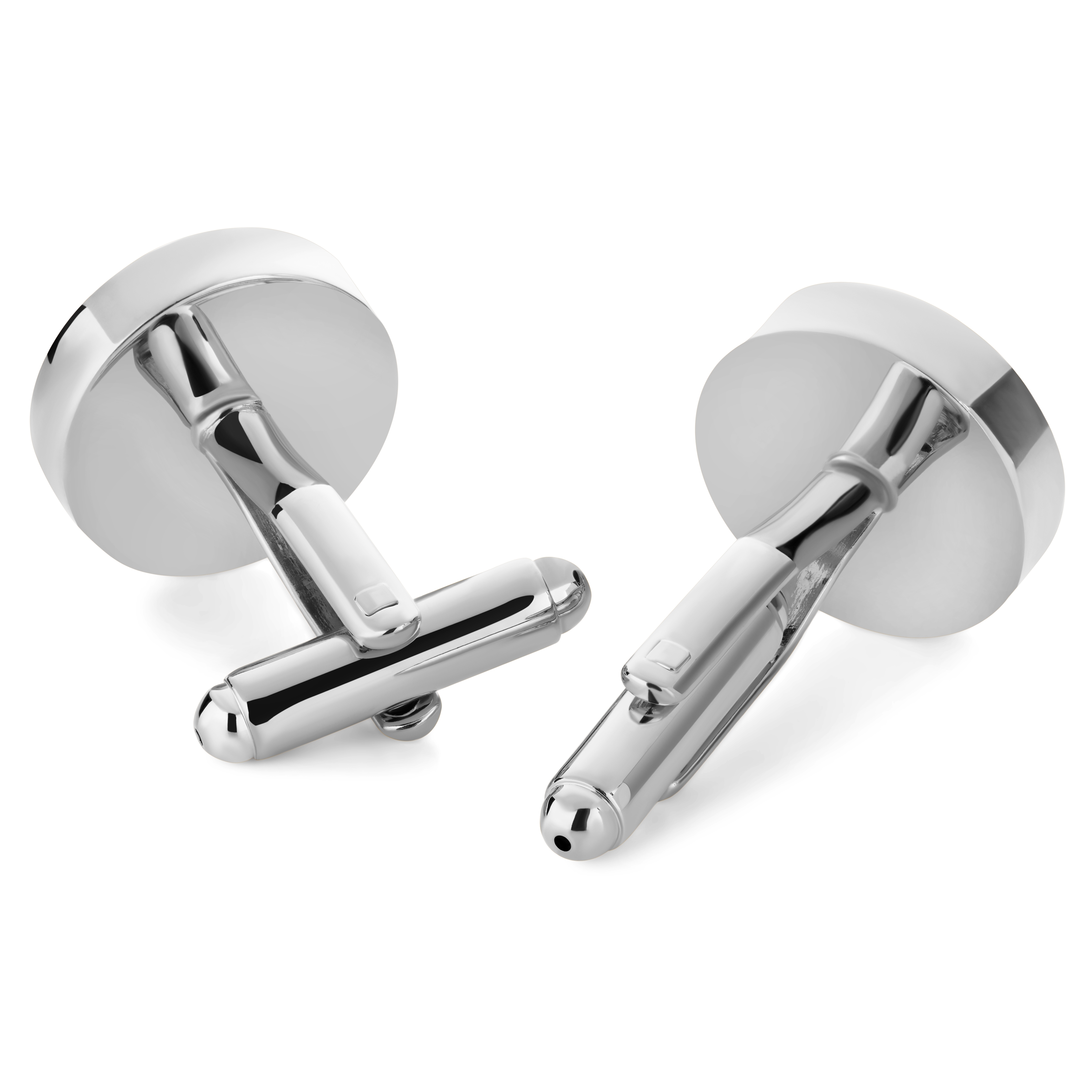 Runde mansjettknapper i sølvtoner med perlemor innlegg - 2