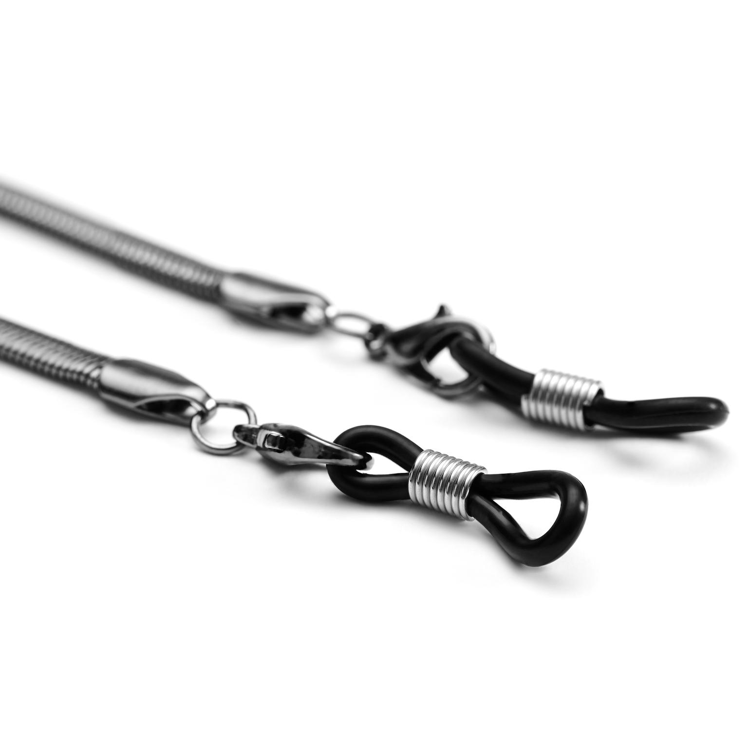 Black Stainless Steel Herringbone Sunglasses Chain Black Stainless Steel Herringbone Sunglasses Chain