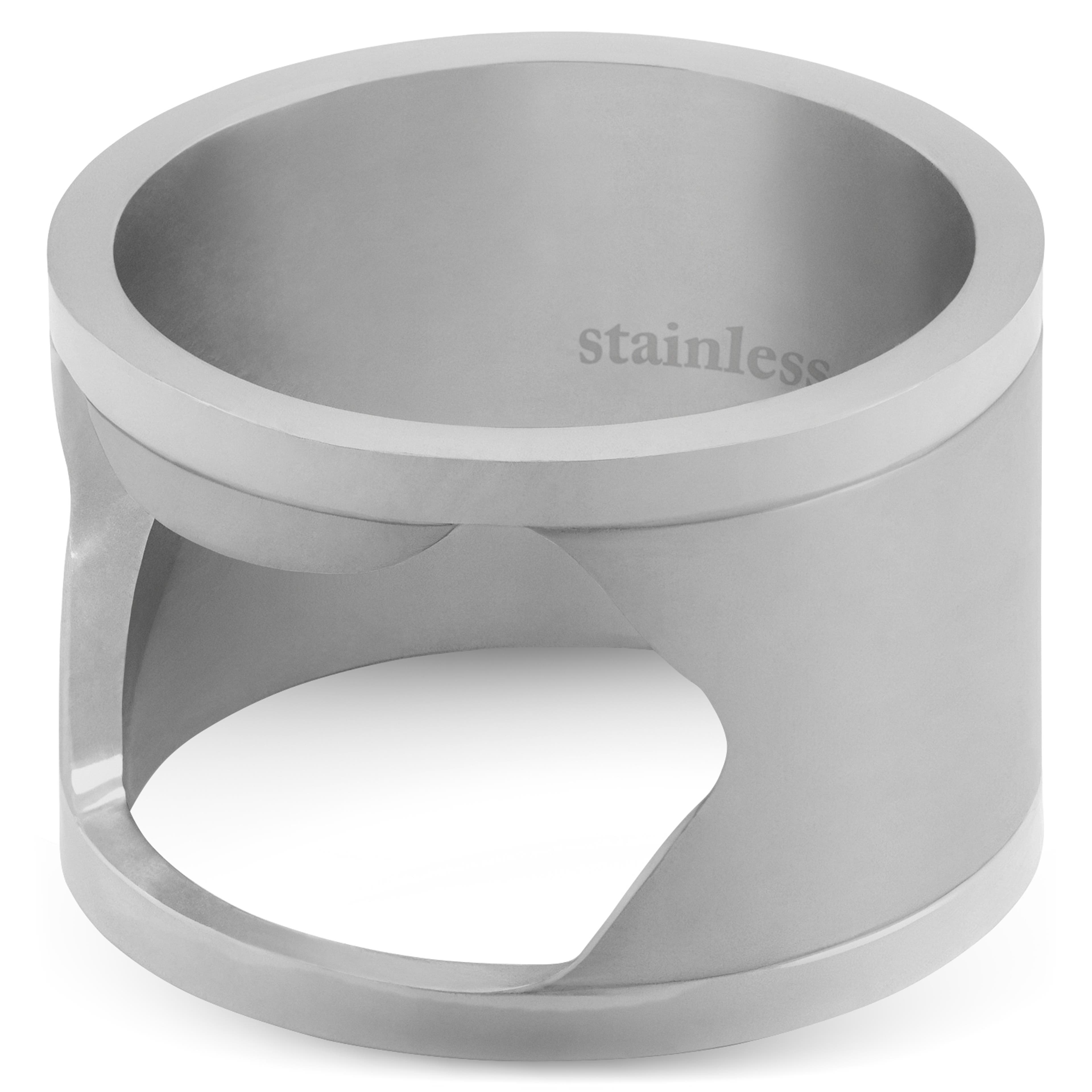 14 mm Silver-Tone Stainless Steel Bottle Opener Ring