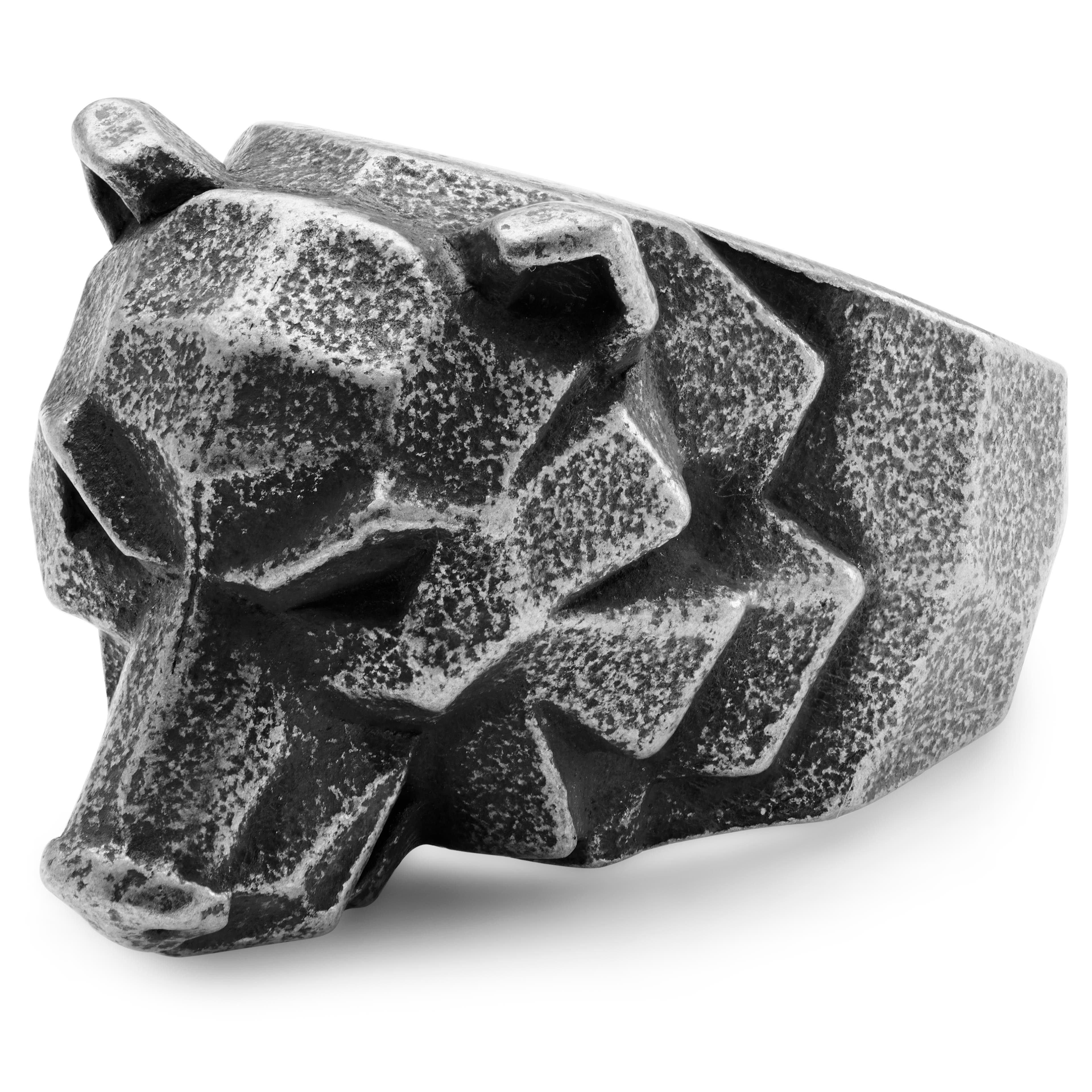 Mack | Dark gray & Black Stainless Steel Bear Ring