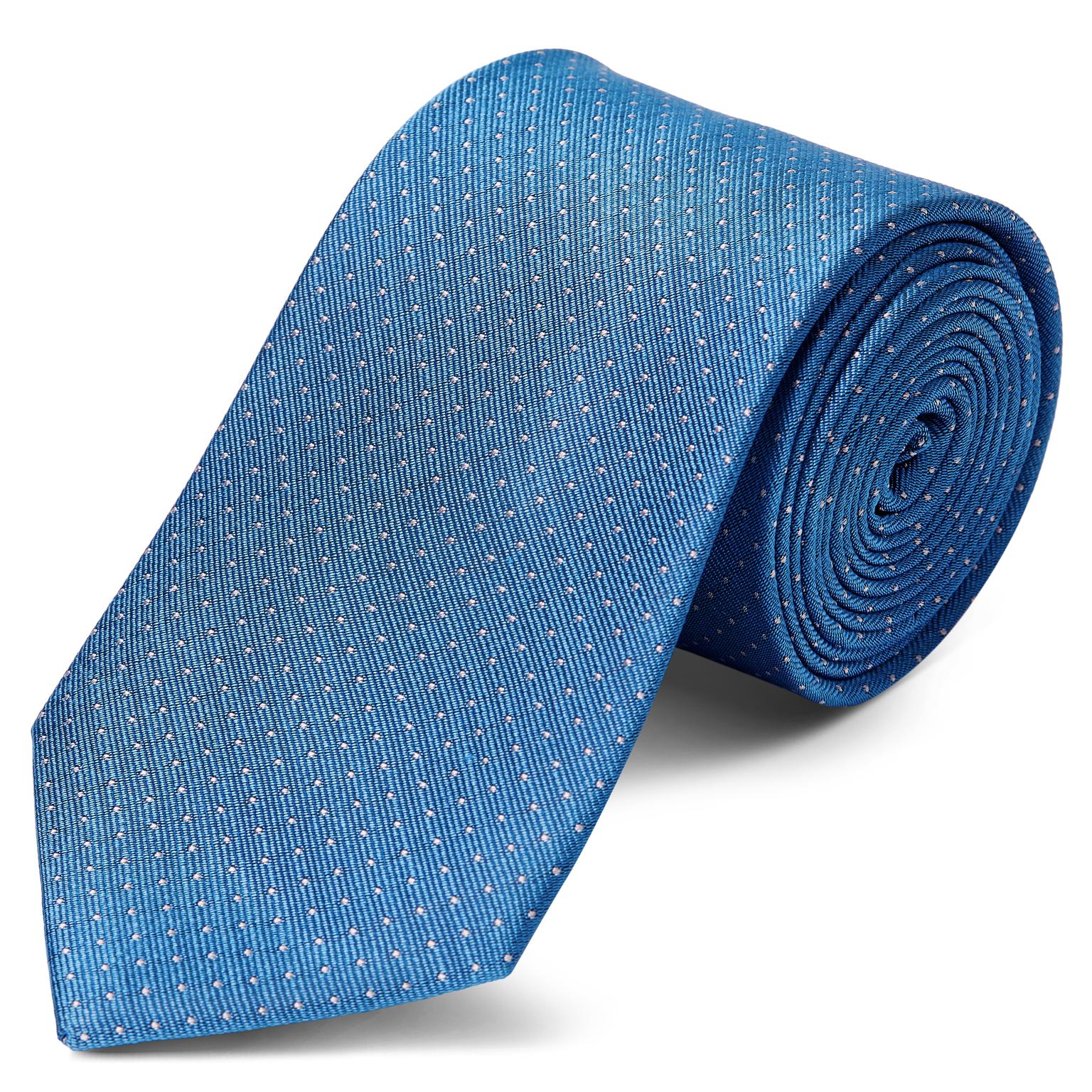 Blue Polka Dot Silk 8cm Tie Blue Polka Dot Silk 8cm Tie