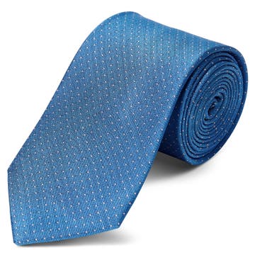 Gravata em Seda Azul ás Bolinhas de 8 cm