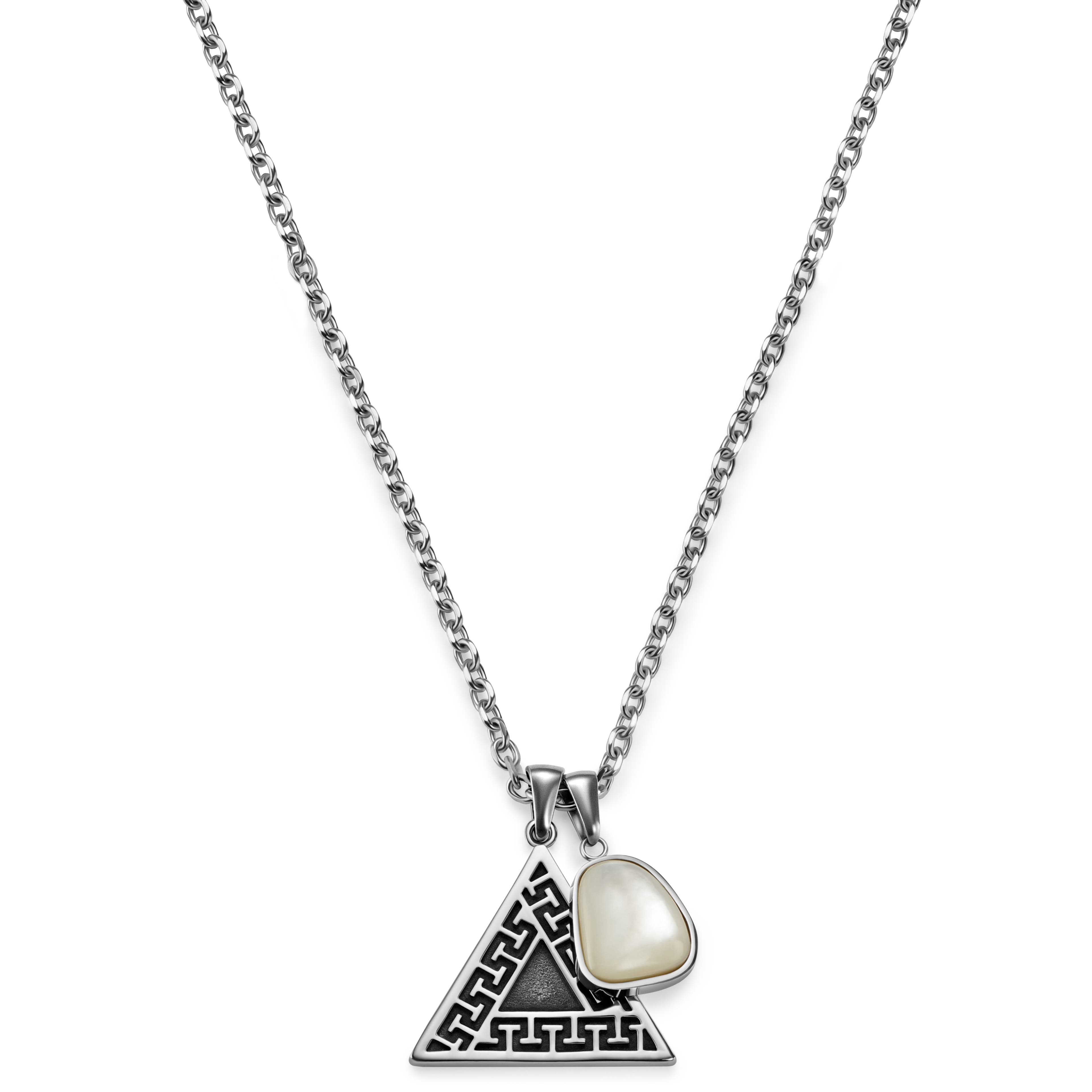 Atlantis | Mother-of-Pearl & Triangle Double Pendant Necklace