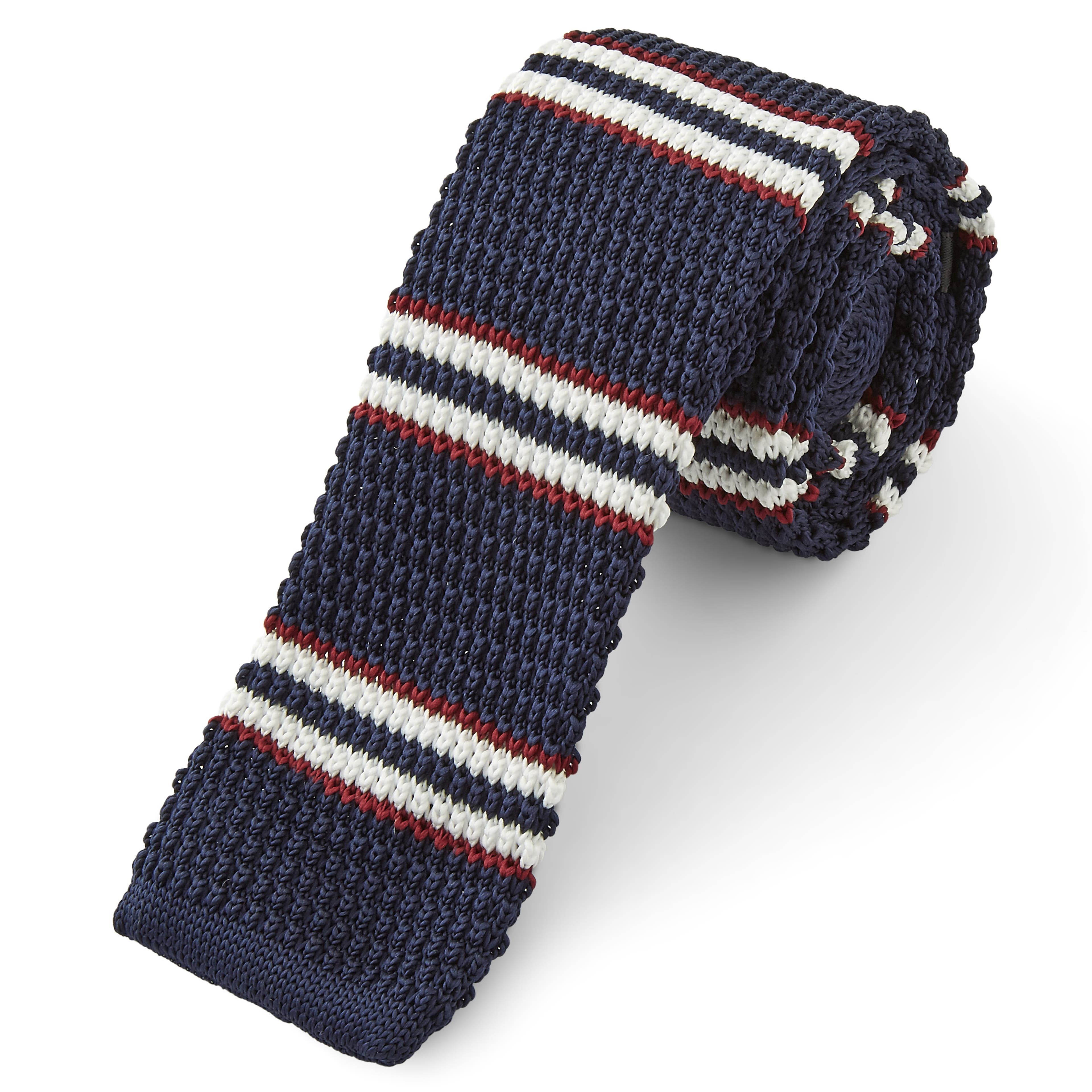 Blauwe gebreide kabel stropdas