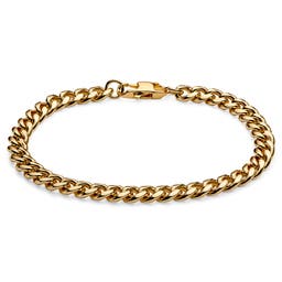 1/4" (6 mm) Gold-Tone Stainless Steel Curb Chain Bracelet