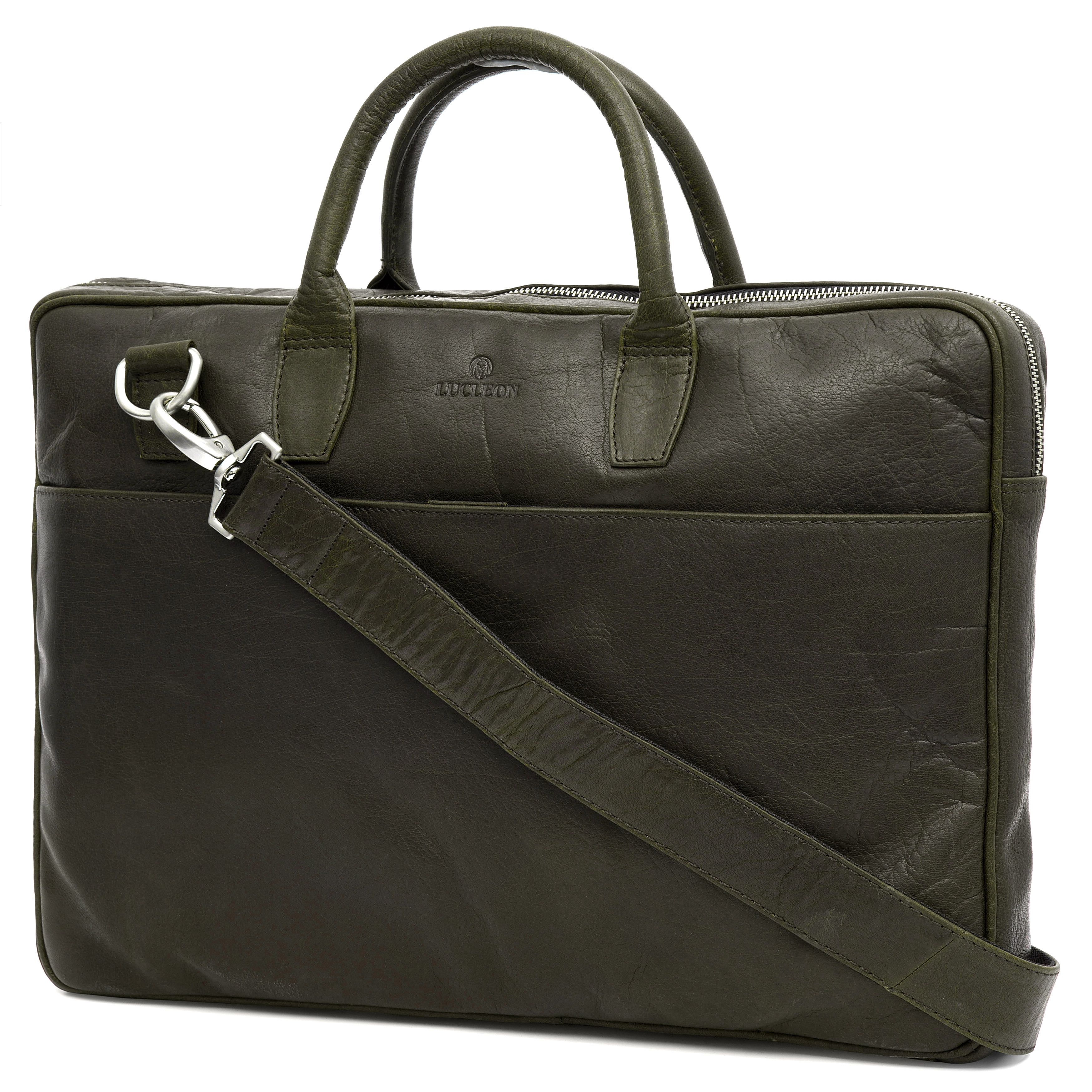 Montreal Slim 15" Executive Olive Leather Bag - 3