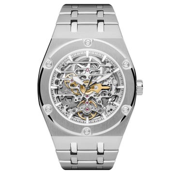 Aaric Mamut Silver-Tone Automatic Skeleton Watch