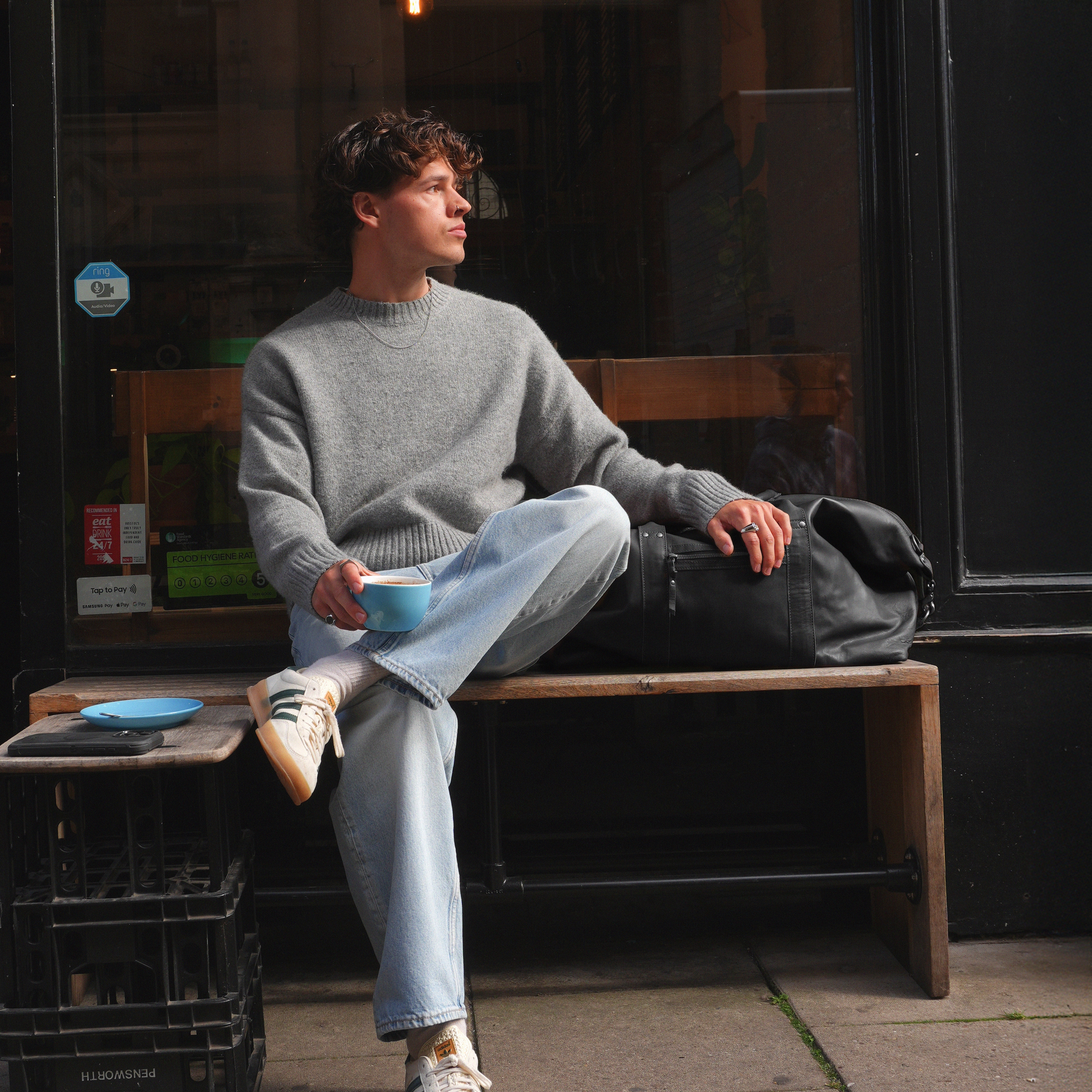 Fidei | Sac de voyage en cuir de chèvre pleine fleur - noir - 3