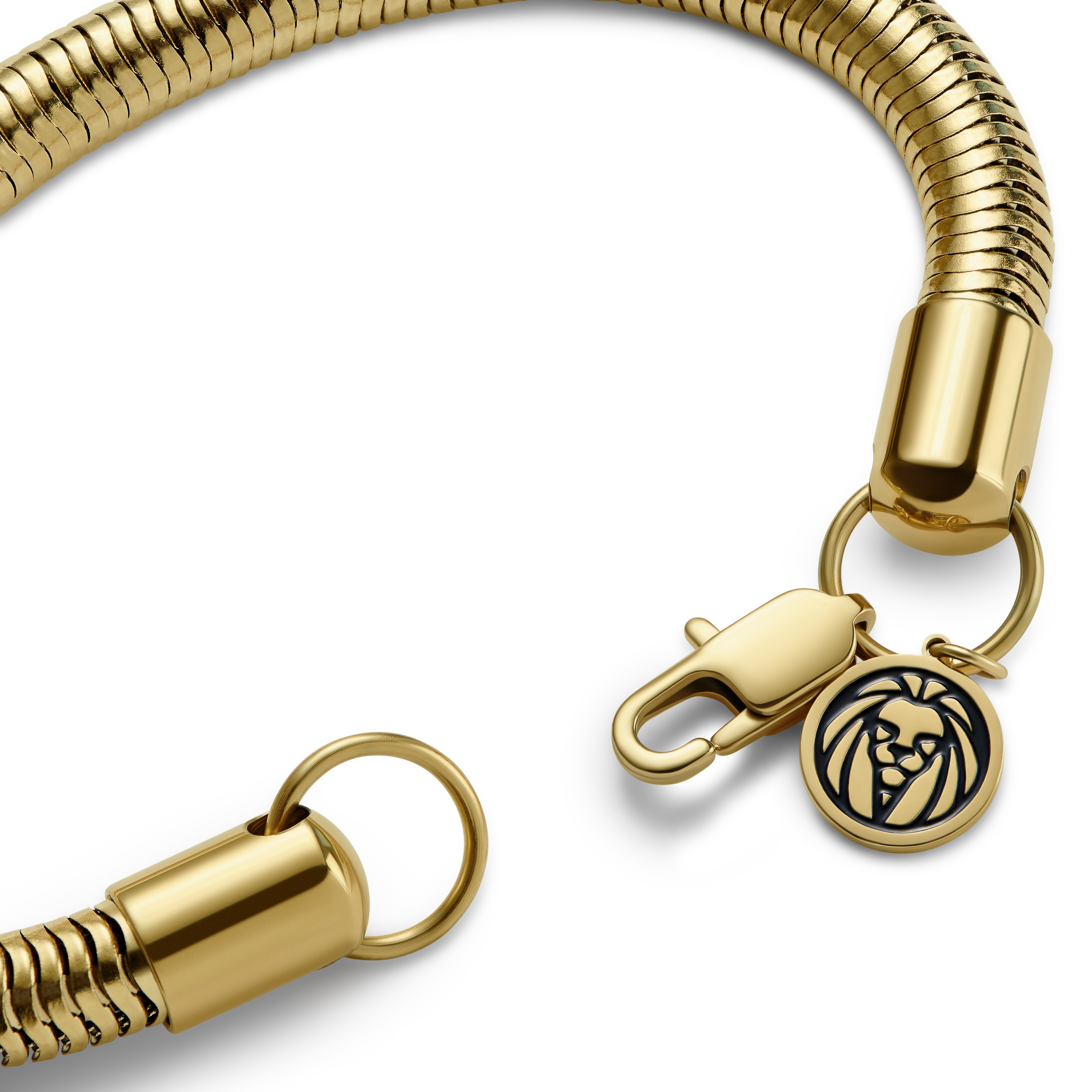 Essentials | 6 mm Gulltonet Slangemønstret kjedearmbånd - 5