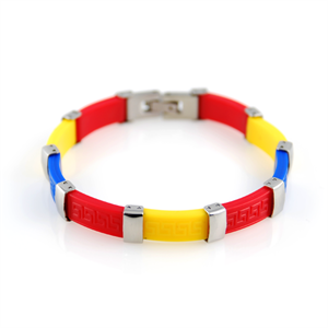 Farverigt Stål- Og Gummiarmbånd - 1