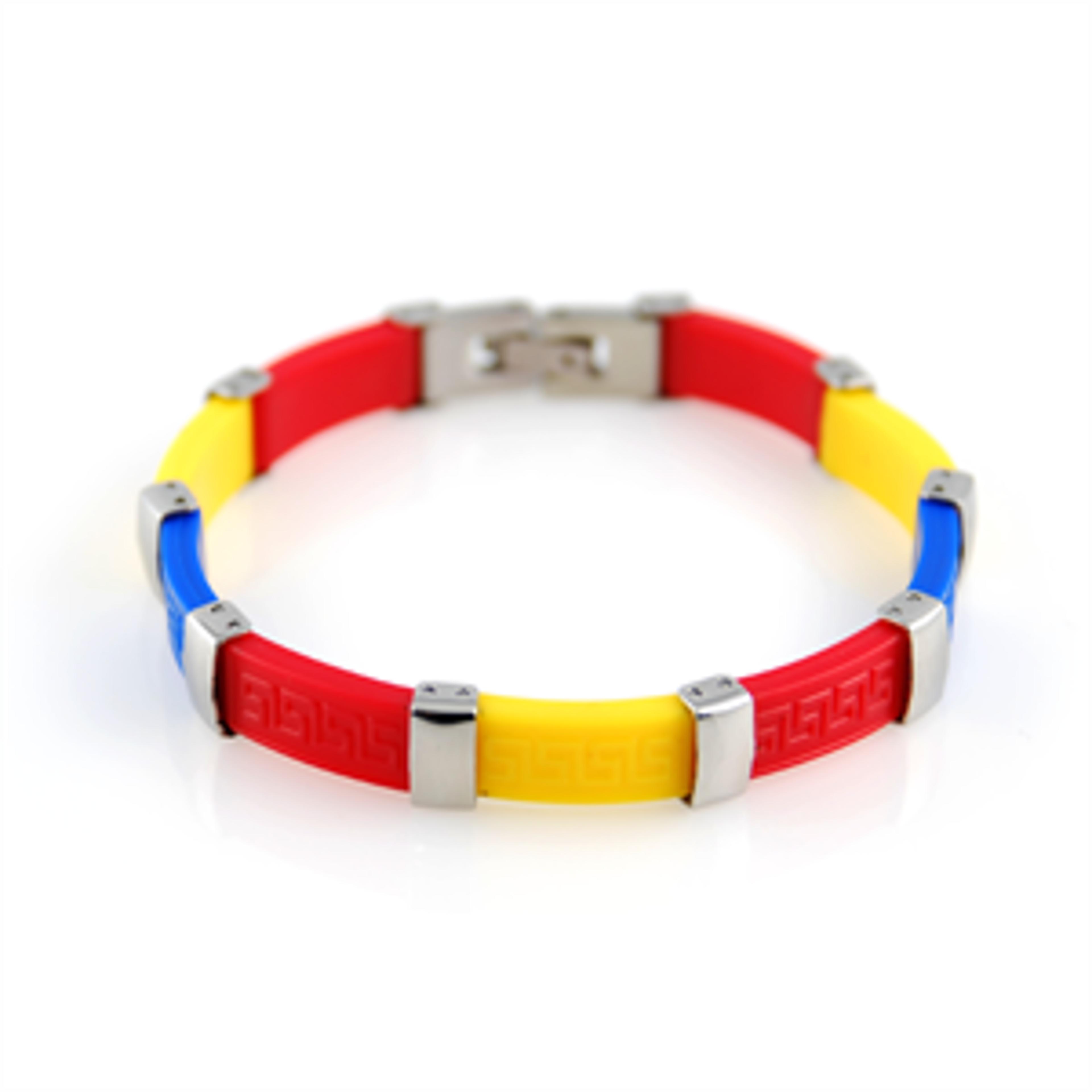 Farverigt Stål- Og Gummiarmbånd - 1