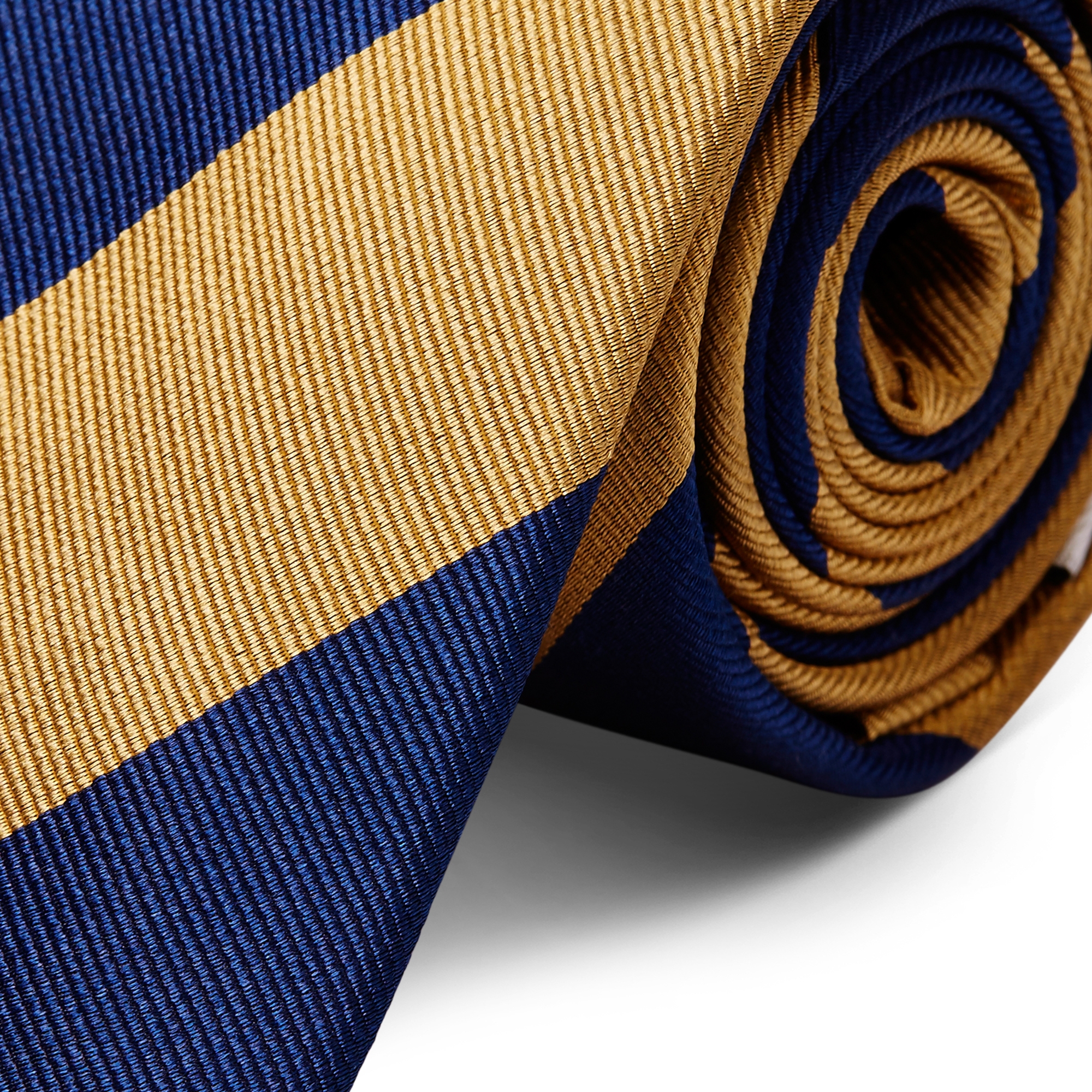Gold & Navy Stripe Silk 6cm Tie - 2