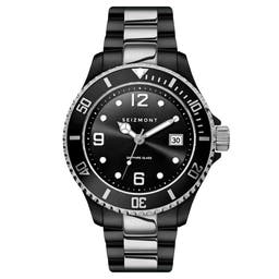 Tide | Black & Silver-Tone Stainless Steel Dive Watch With Black Dial