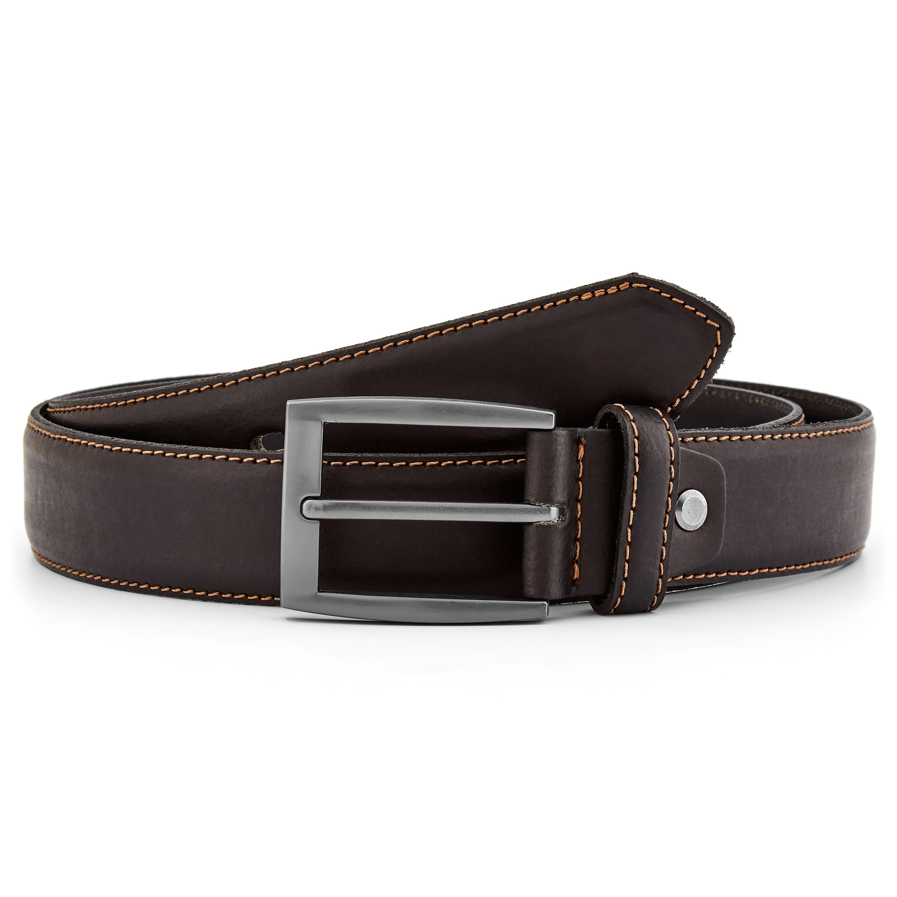 Donkerbruine Riem met Contrasterende Naden - 1