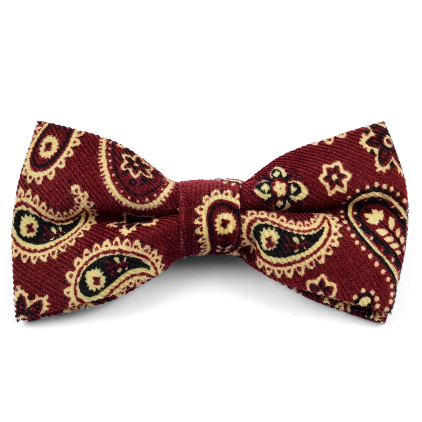 Bordeauxrode Paisley Fluwelen Vlinderdas - 1