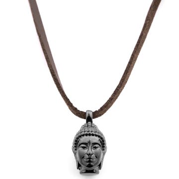 Kožený náhrdelník Černý Buddha