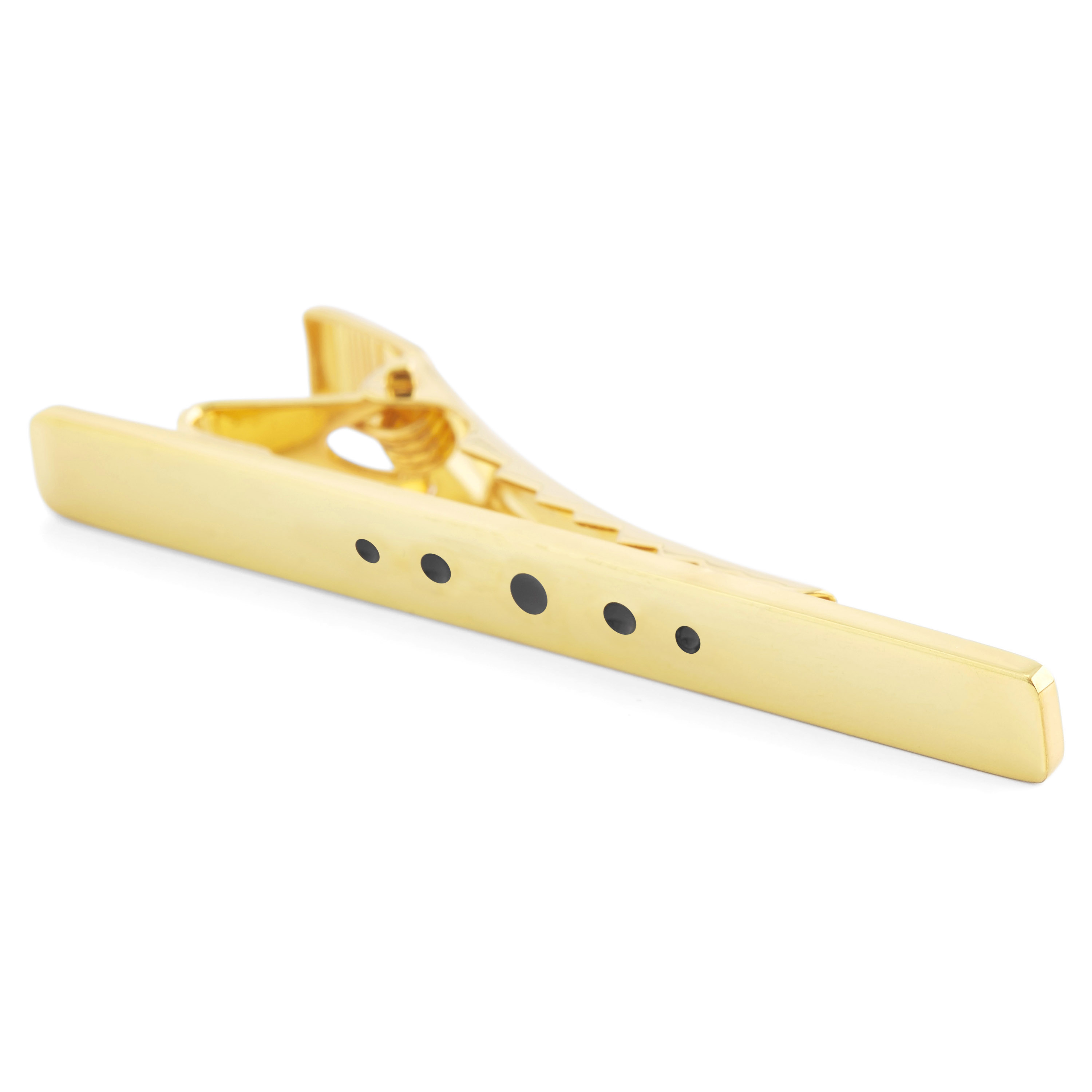 Gold 925s Black Dotted Tie Clip - 3