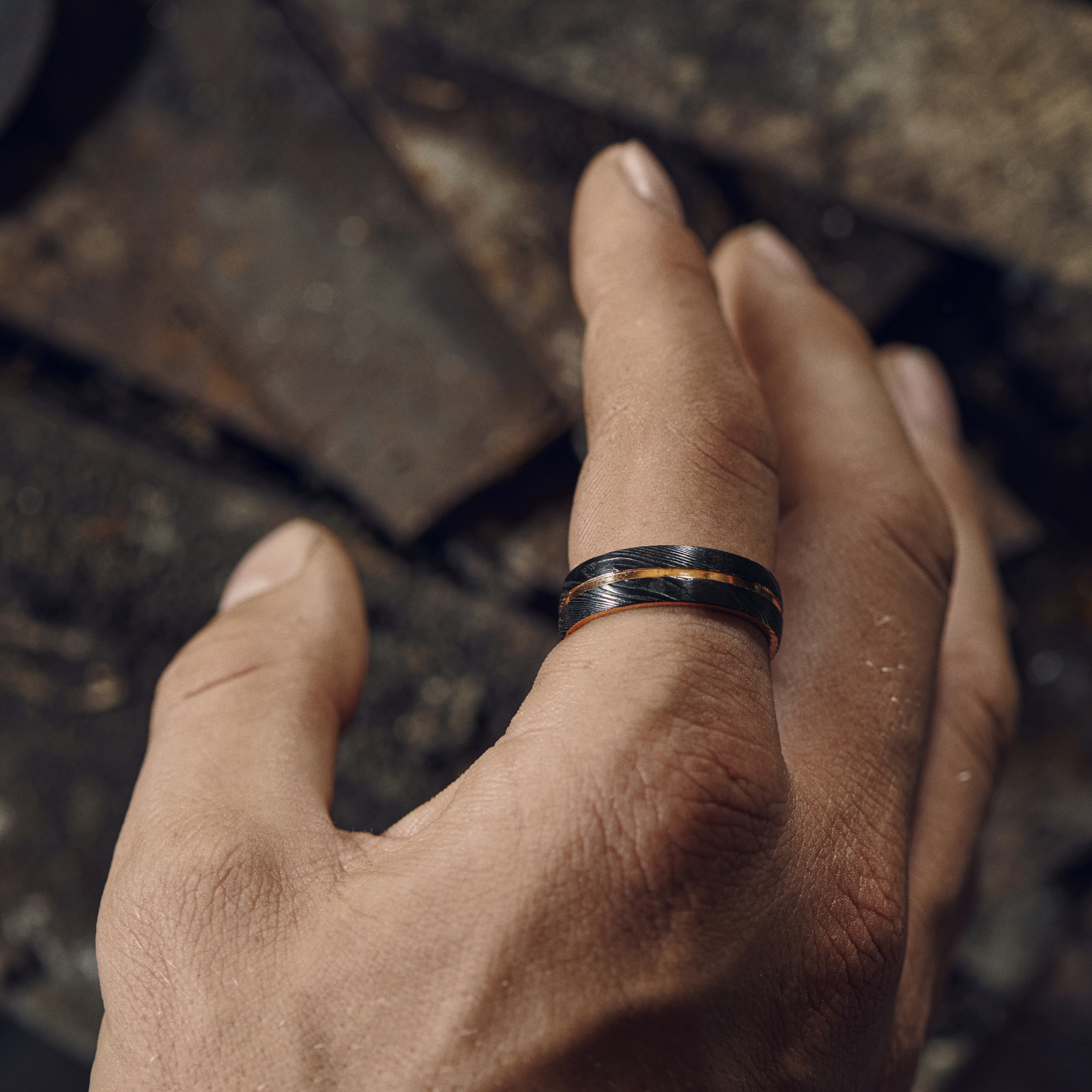 Black Titanium 7 mm Grooved Band Black Titanium 7 mm Grooved Band