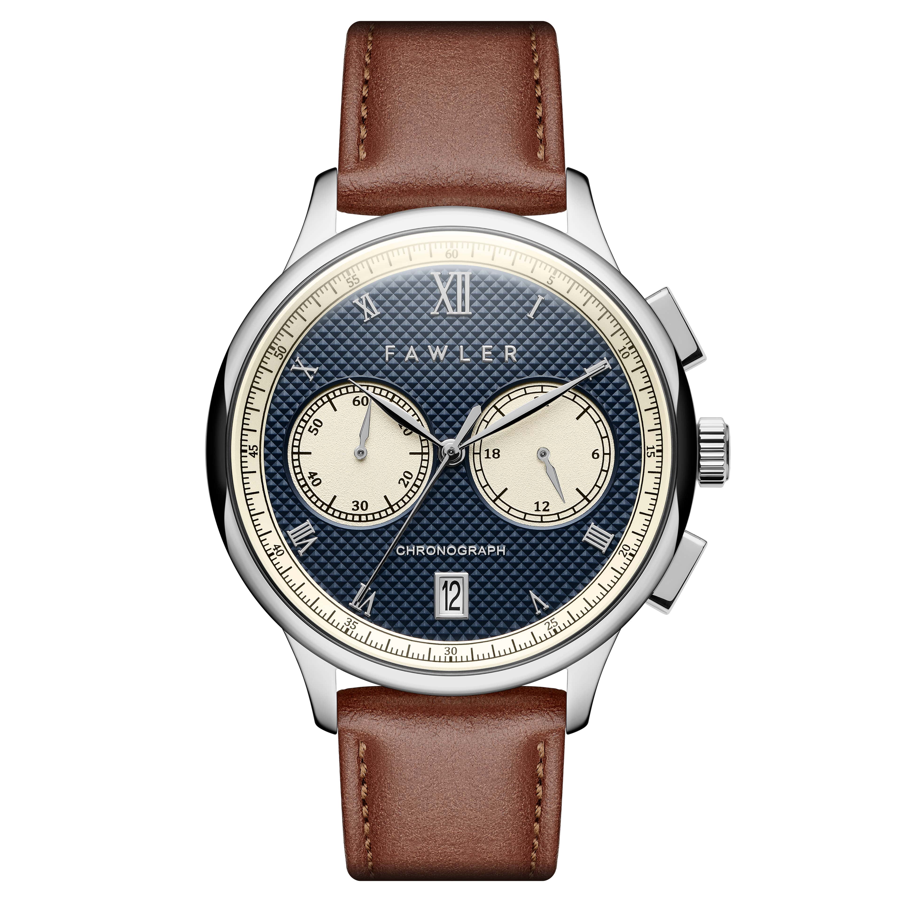 Cicero | Blauw Vintage Chronograaf Horloge
