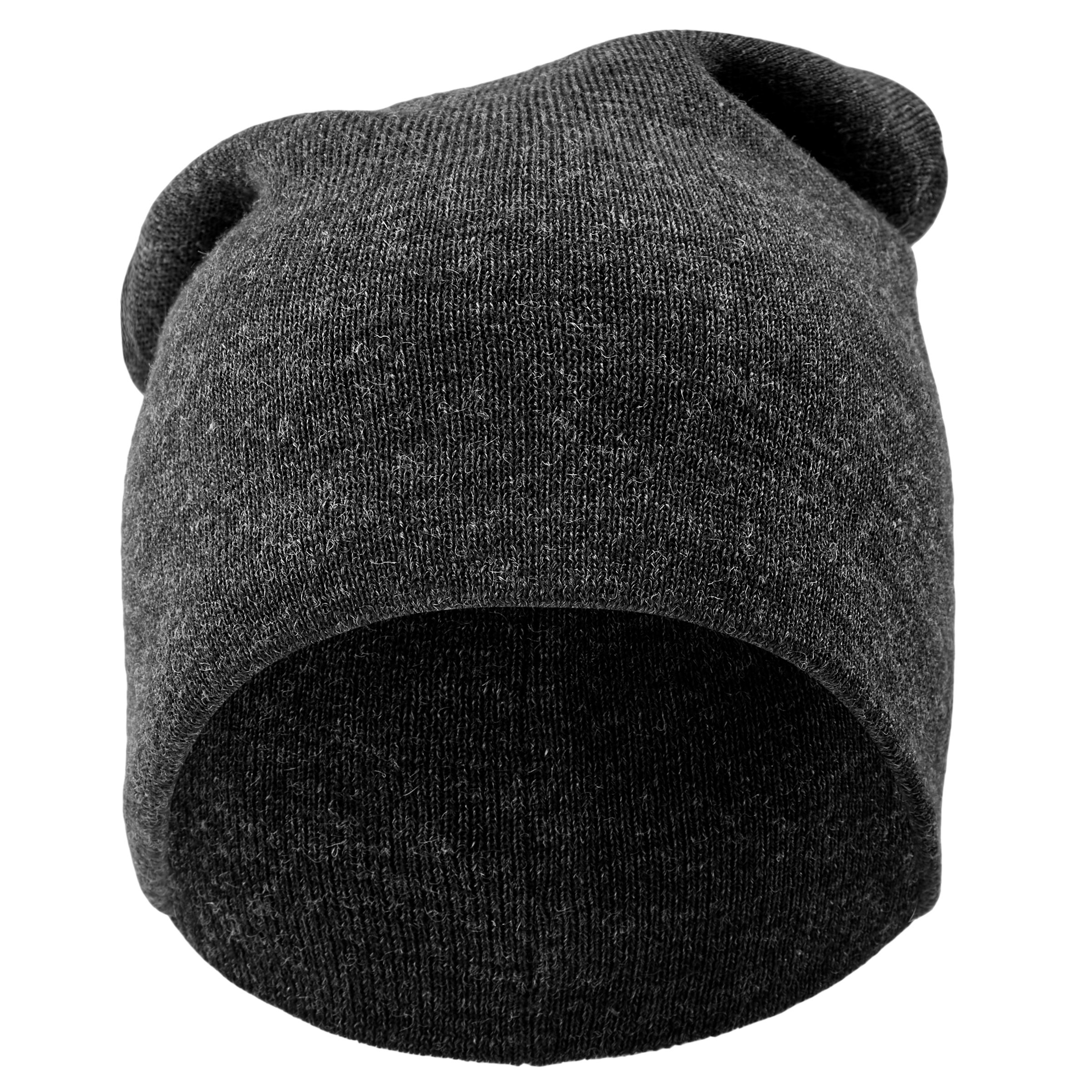 Charcoal Merino Wool Mix Fine Knitted Beanie - 2