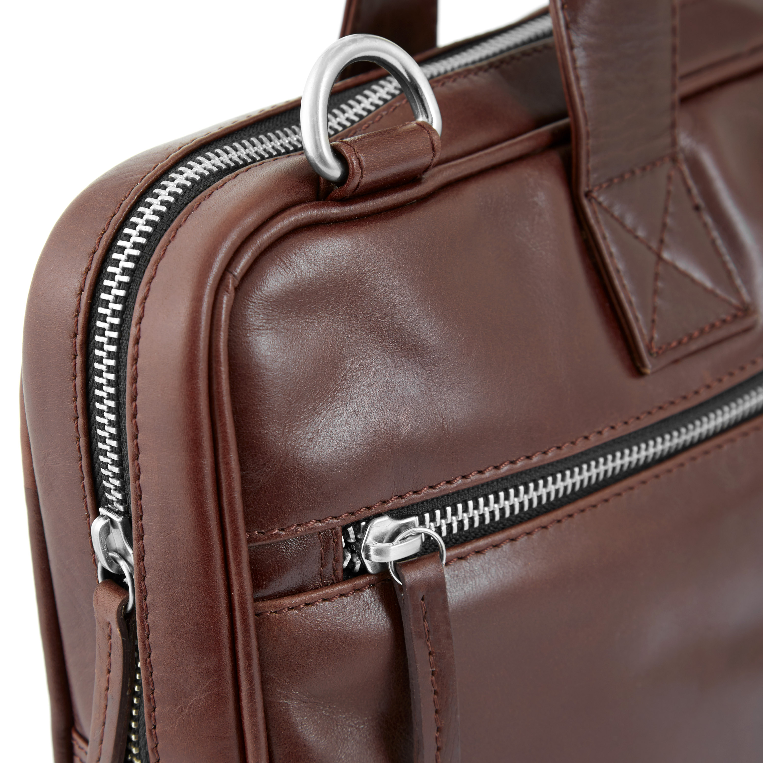 Sac pour ordinateur slim zippé en cuir marron Jasper  - 8