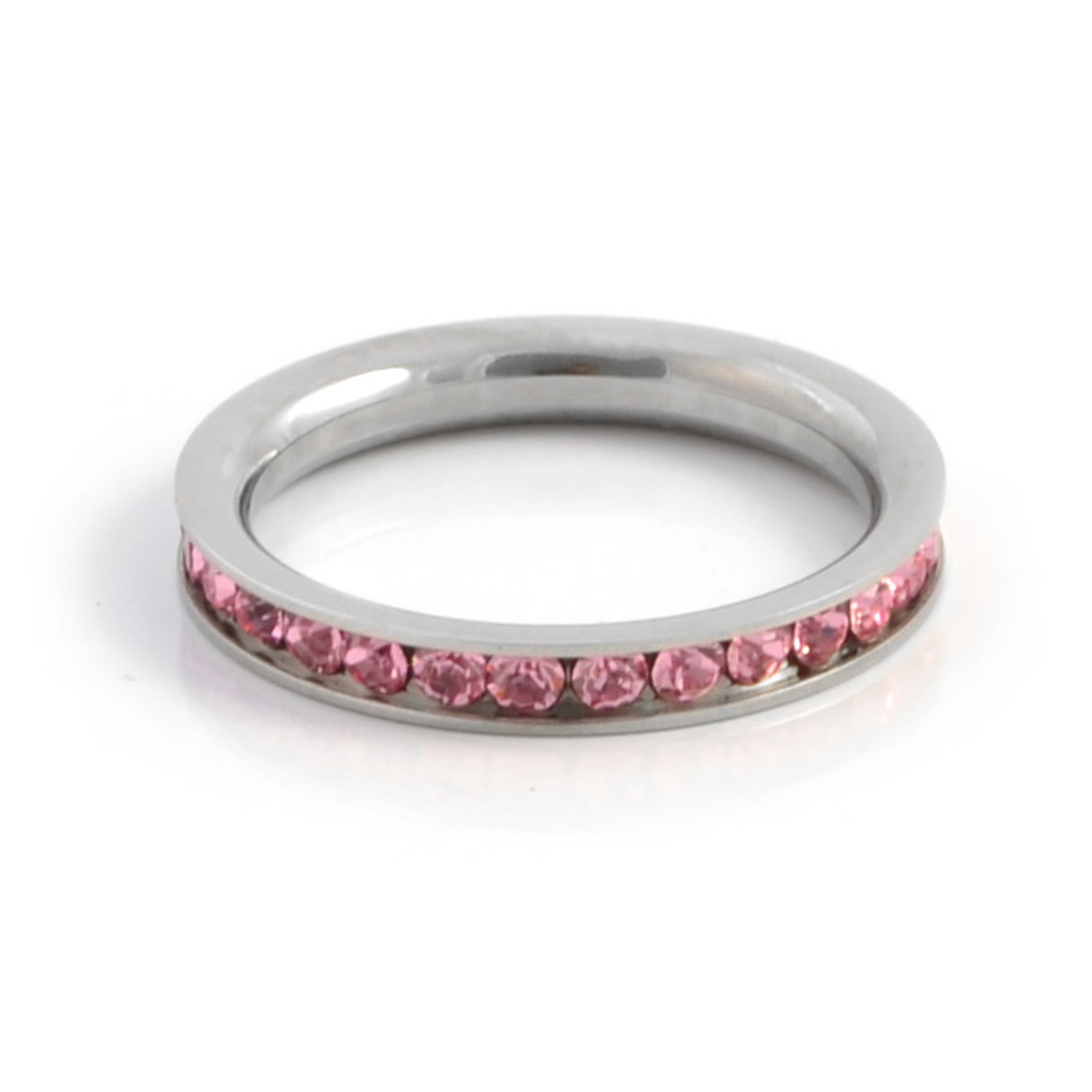 Roze Zirkonia Stalen Ring - 1