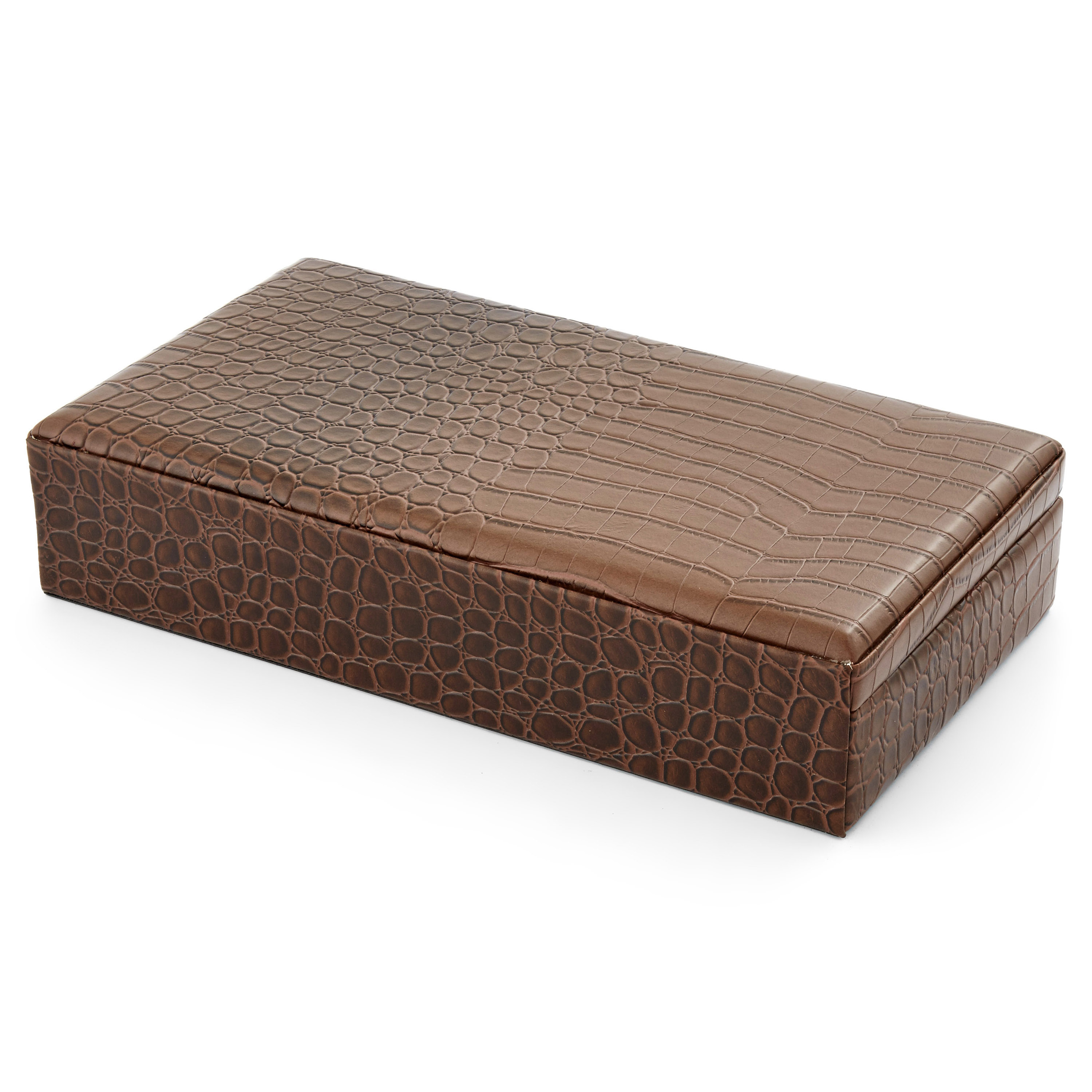 Estuche para gemelos marrón con textura de cocodrilo - 9