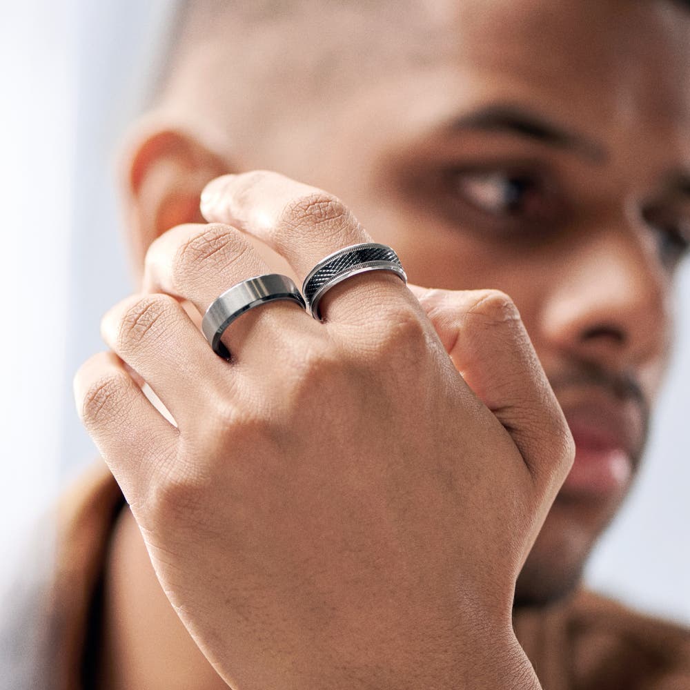 hover: Aesop Keith Silver-tone and Black Titanium Ring hover: Aesop Keith Silver-tone and Black Titanium Ring