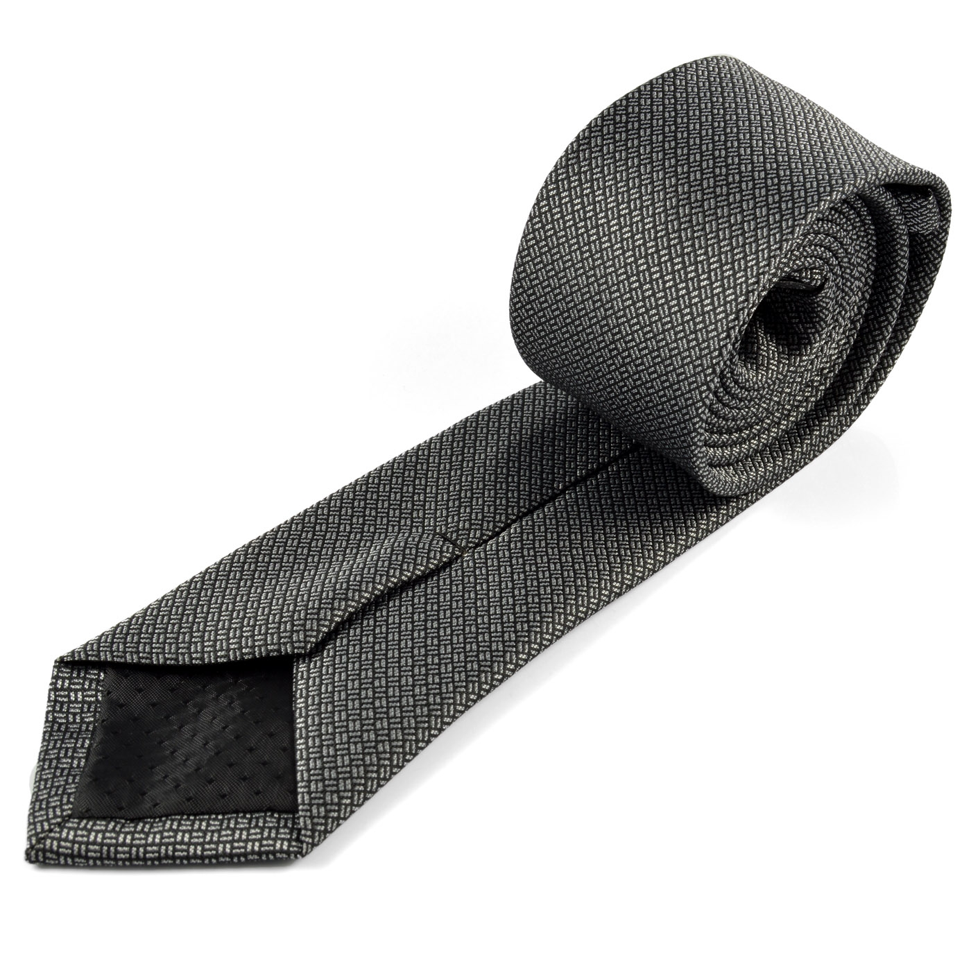 Czarny/szary krawat z mikrofibry - 3