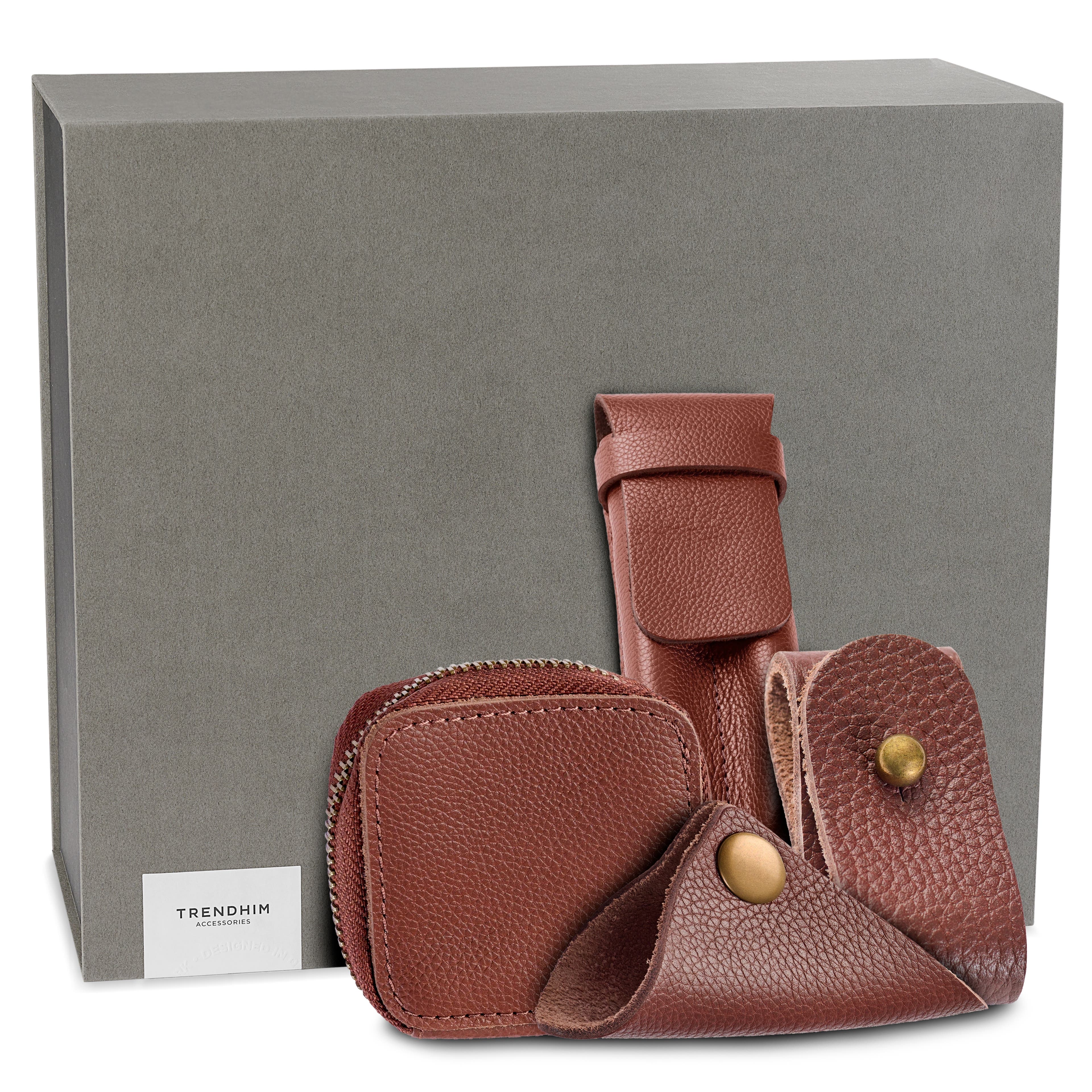 Caja de regalo organizadora profesional de lujo | Cuero marrón