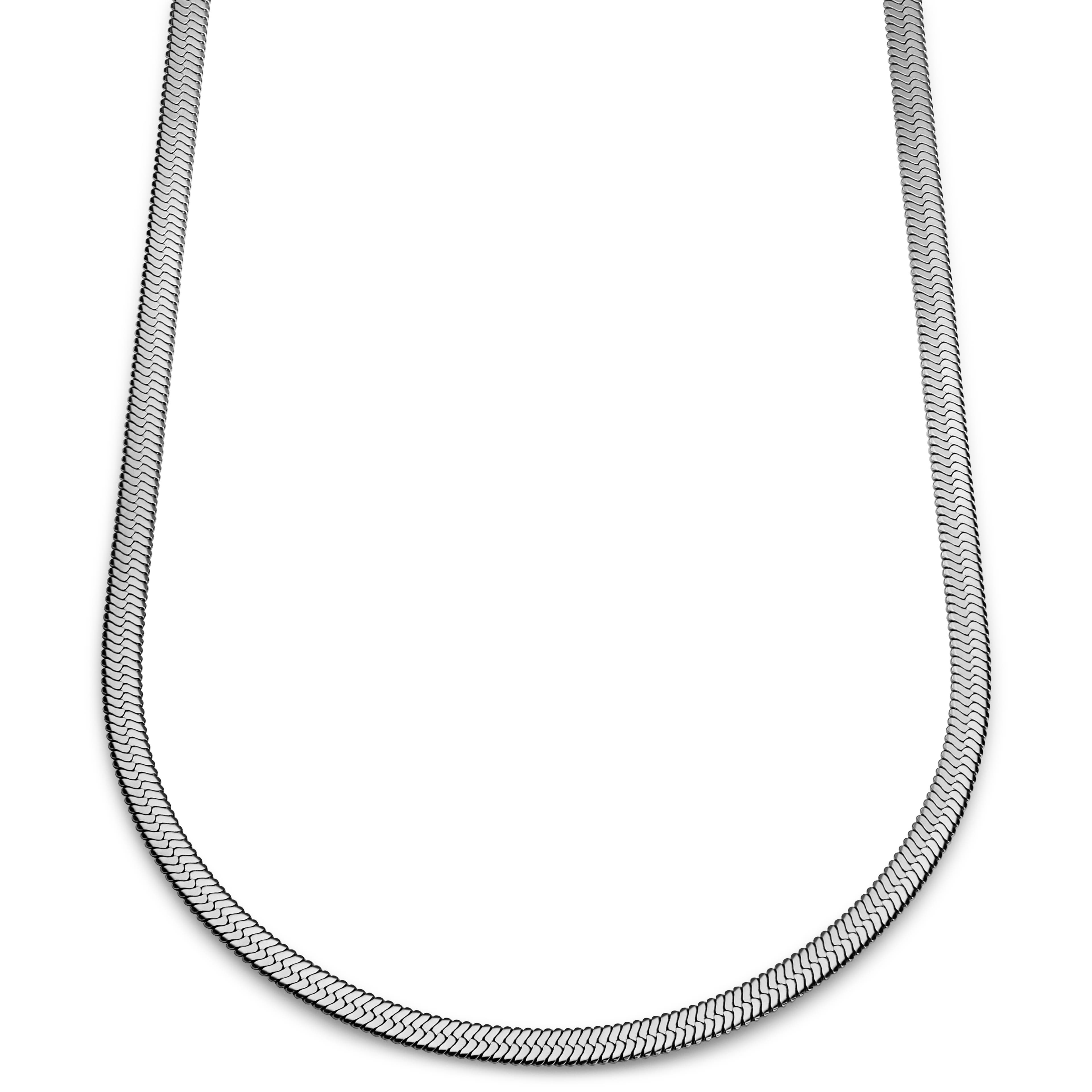 Argentia | 925s | 6 mm Rhodium-Plated Sterling Silver Herringbone Chain Necklace