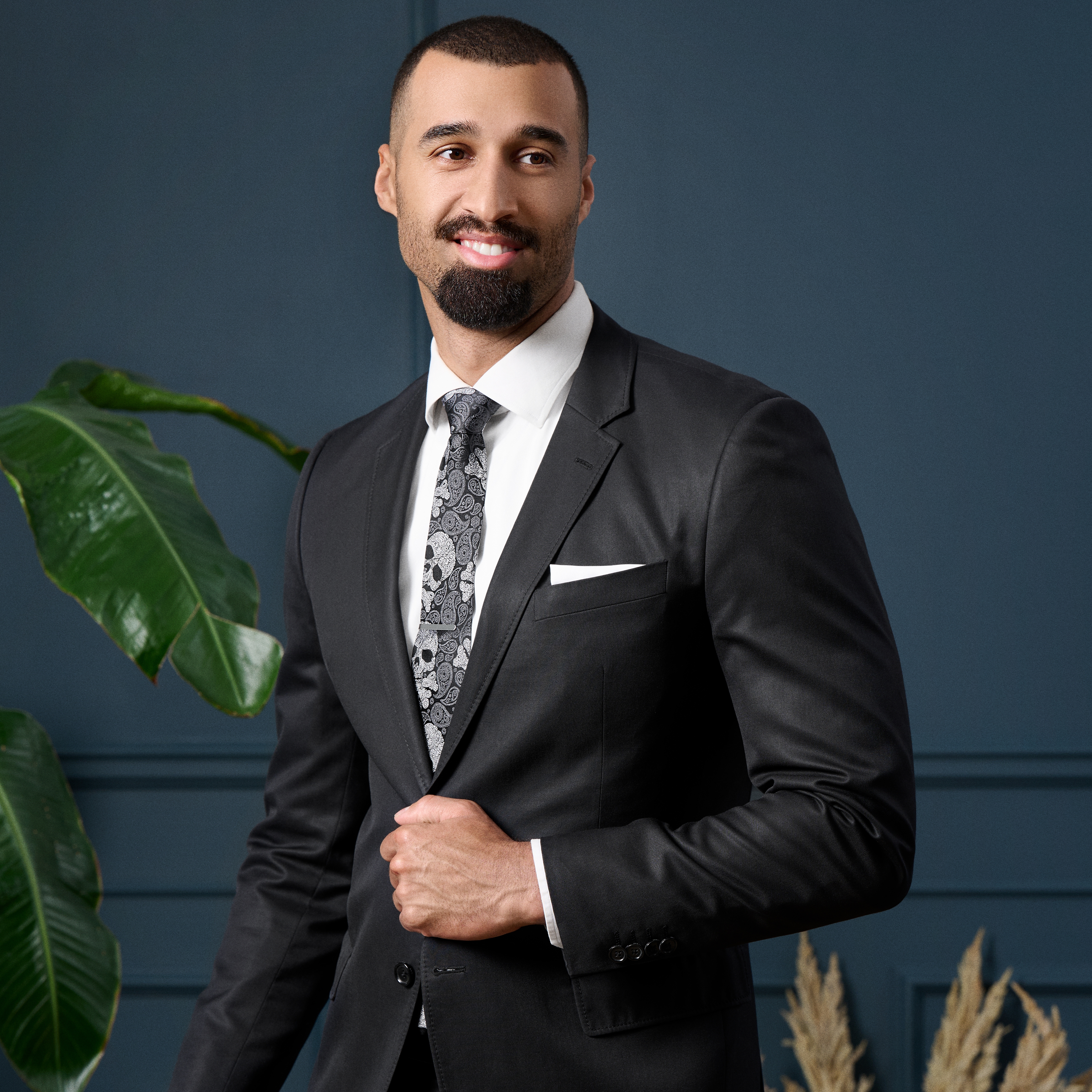 Black & Grey Skull Paisley Pattern Silk Necktie | 8 cm - 4