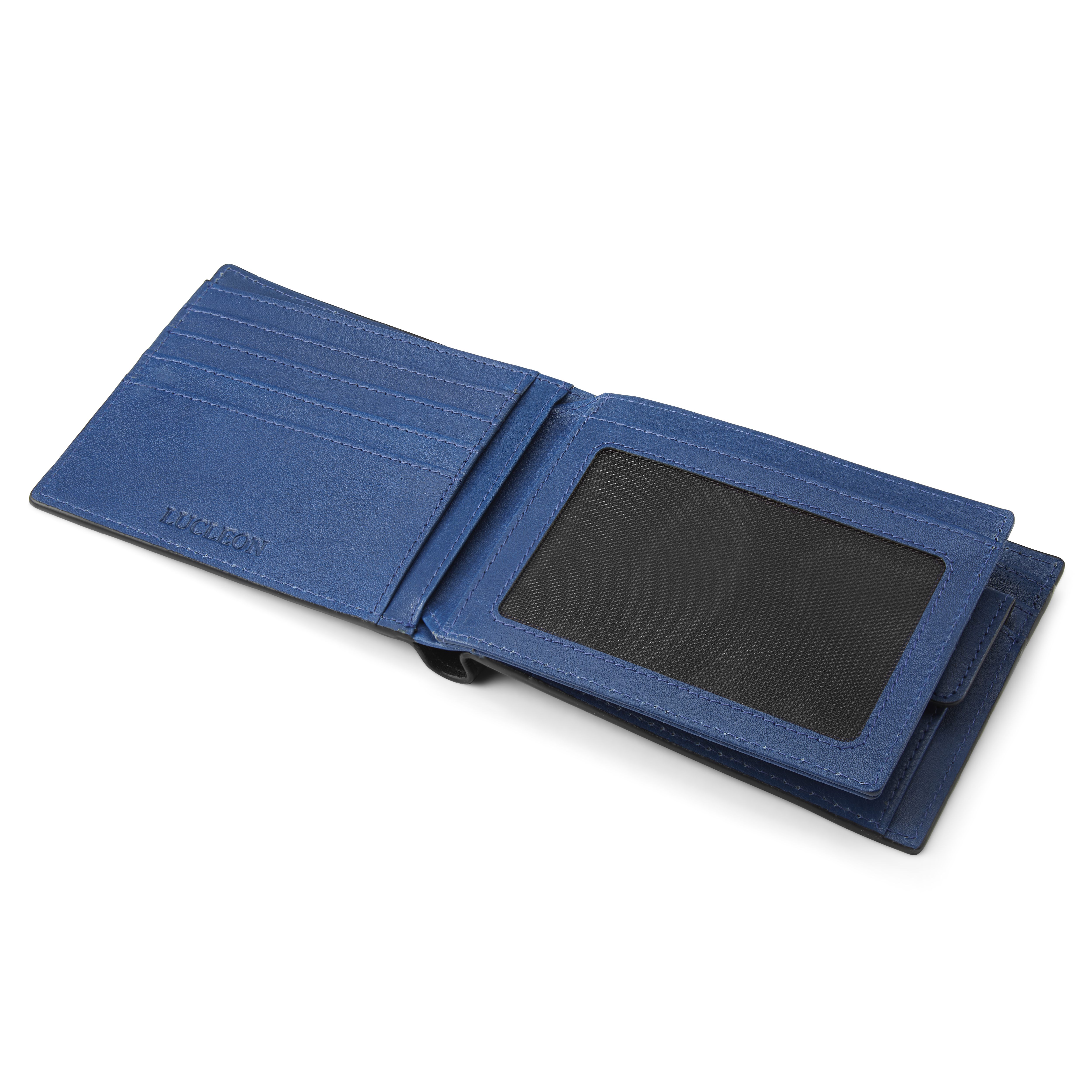 Lind Schwarze & Blaue Leder RFID Geldbörse - 8