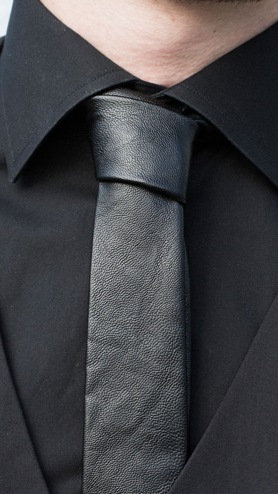 Black Faux Leather Slim Tie | In stock! | Tailor Toki
