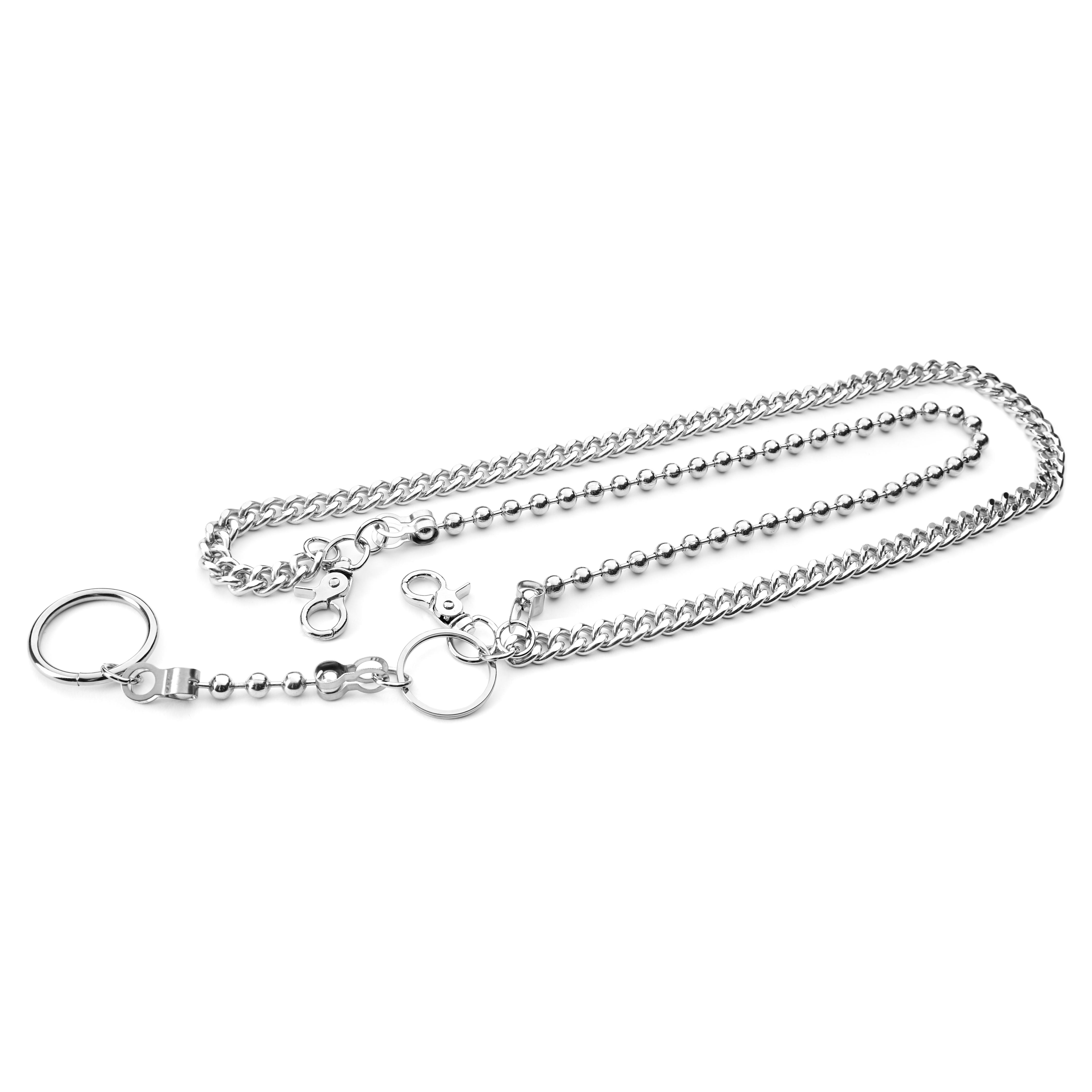 Silver-Tone Wallet Chain with Beads & Hoop - 2