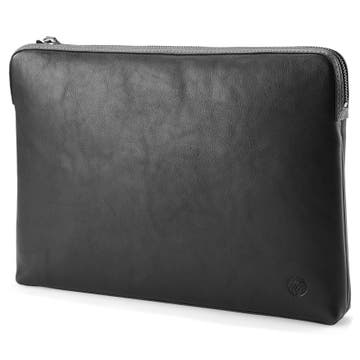 Lou Black & Grey Leather Laptop Sleeve
