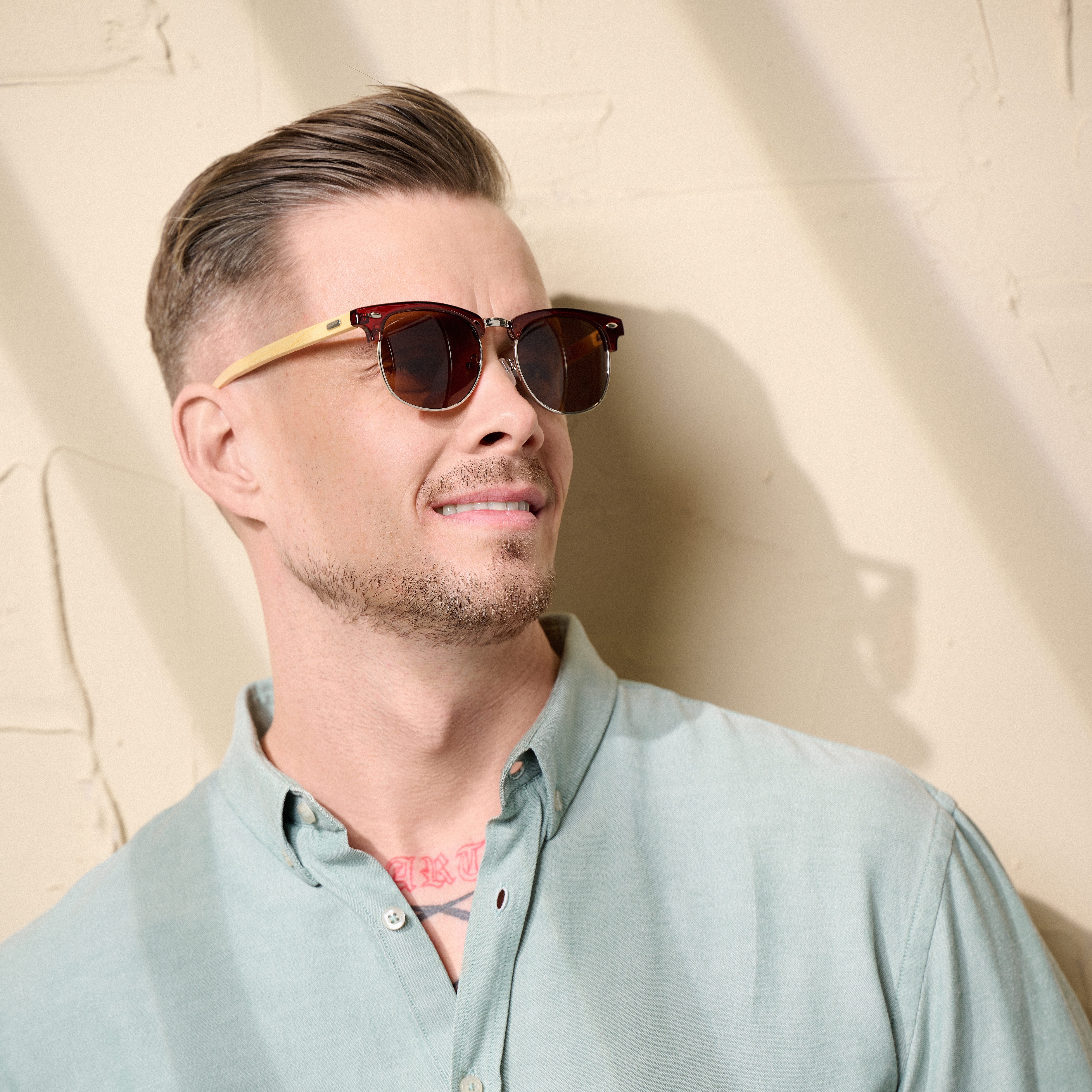 Bruna Ögonbrynssolglasögon i Bambu - 6