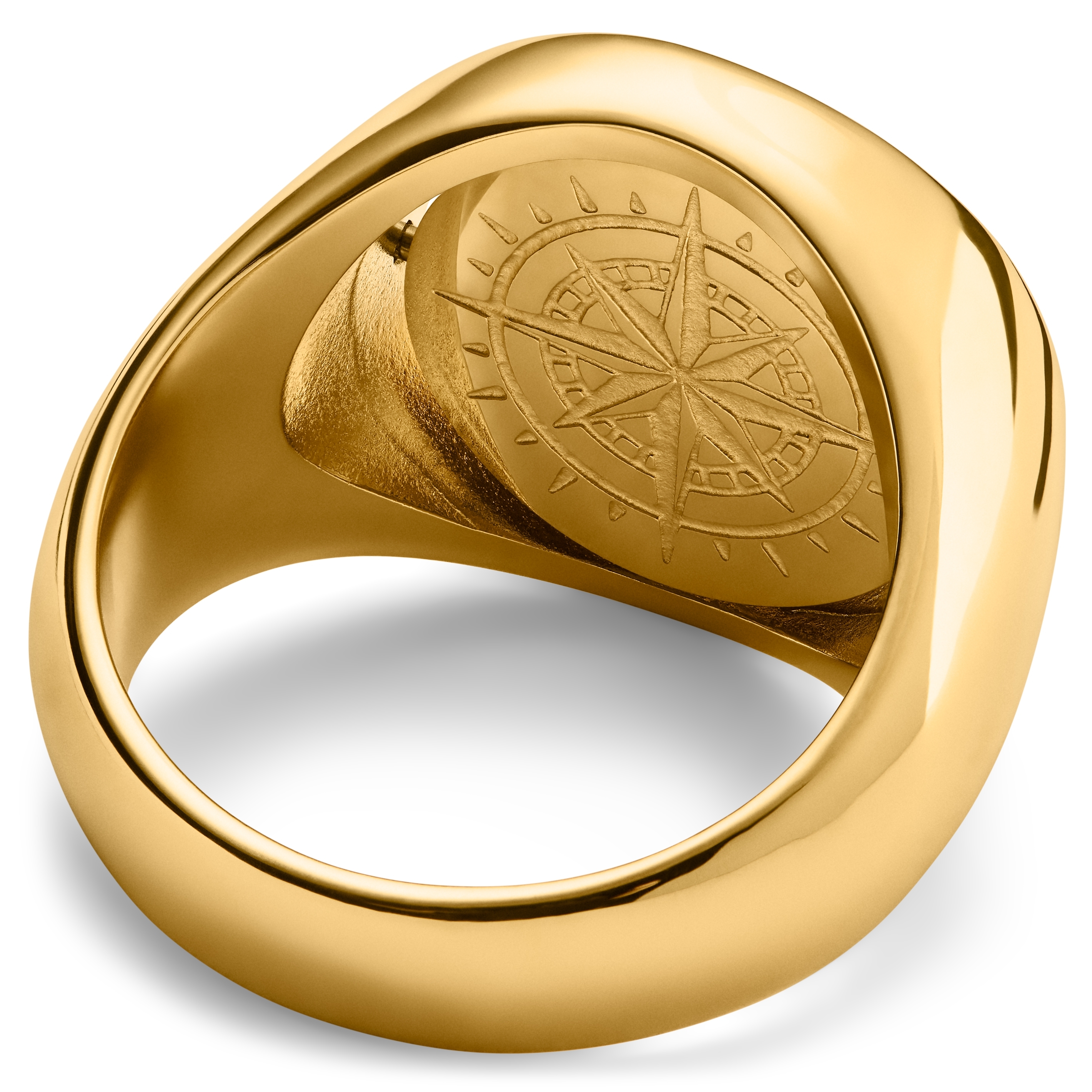 Makt | Chevalière tournante dorée avec œil de tigre - 4