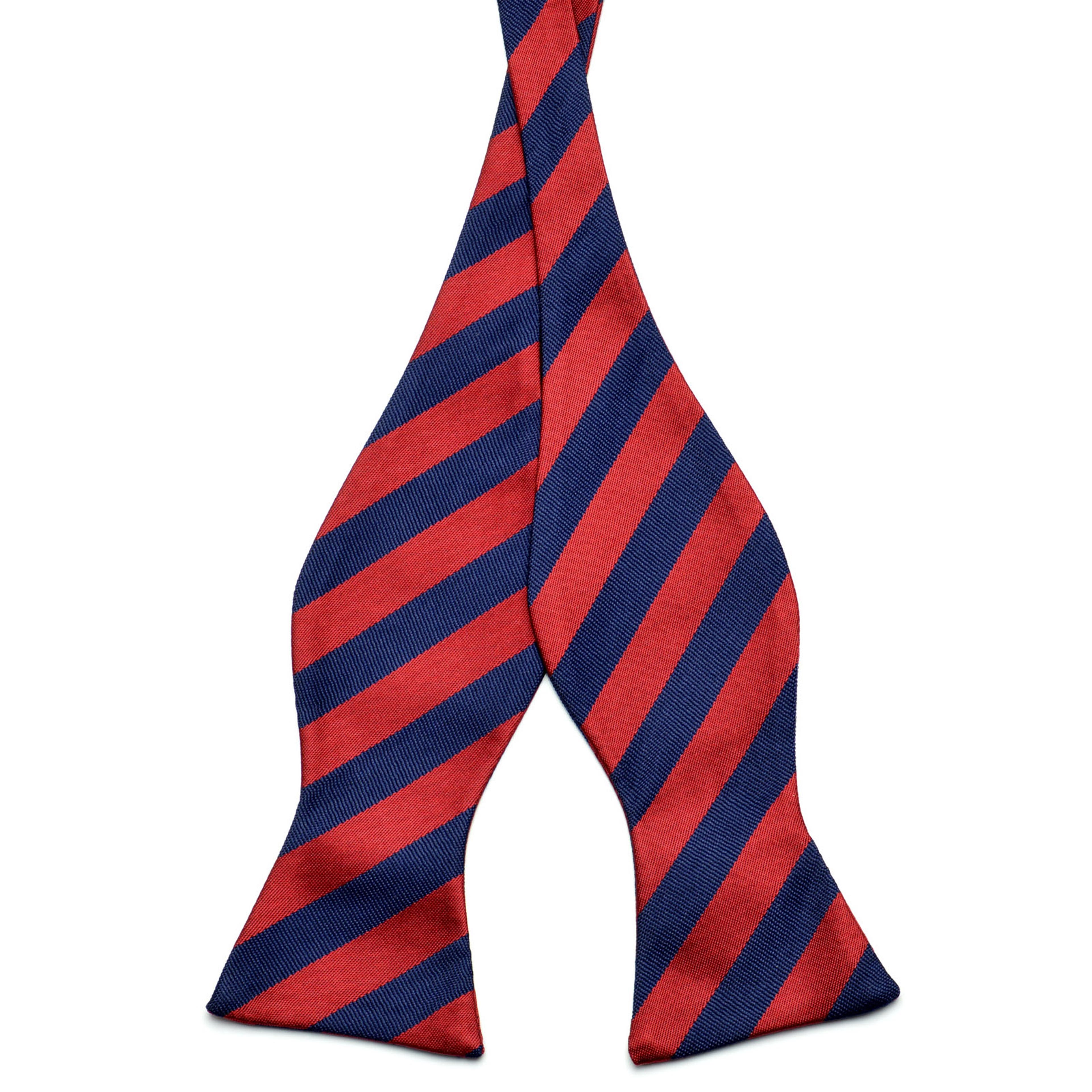 Royal Blue & Burgundy Striped Microfiber Self-Tie Bow Tie