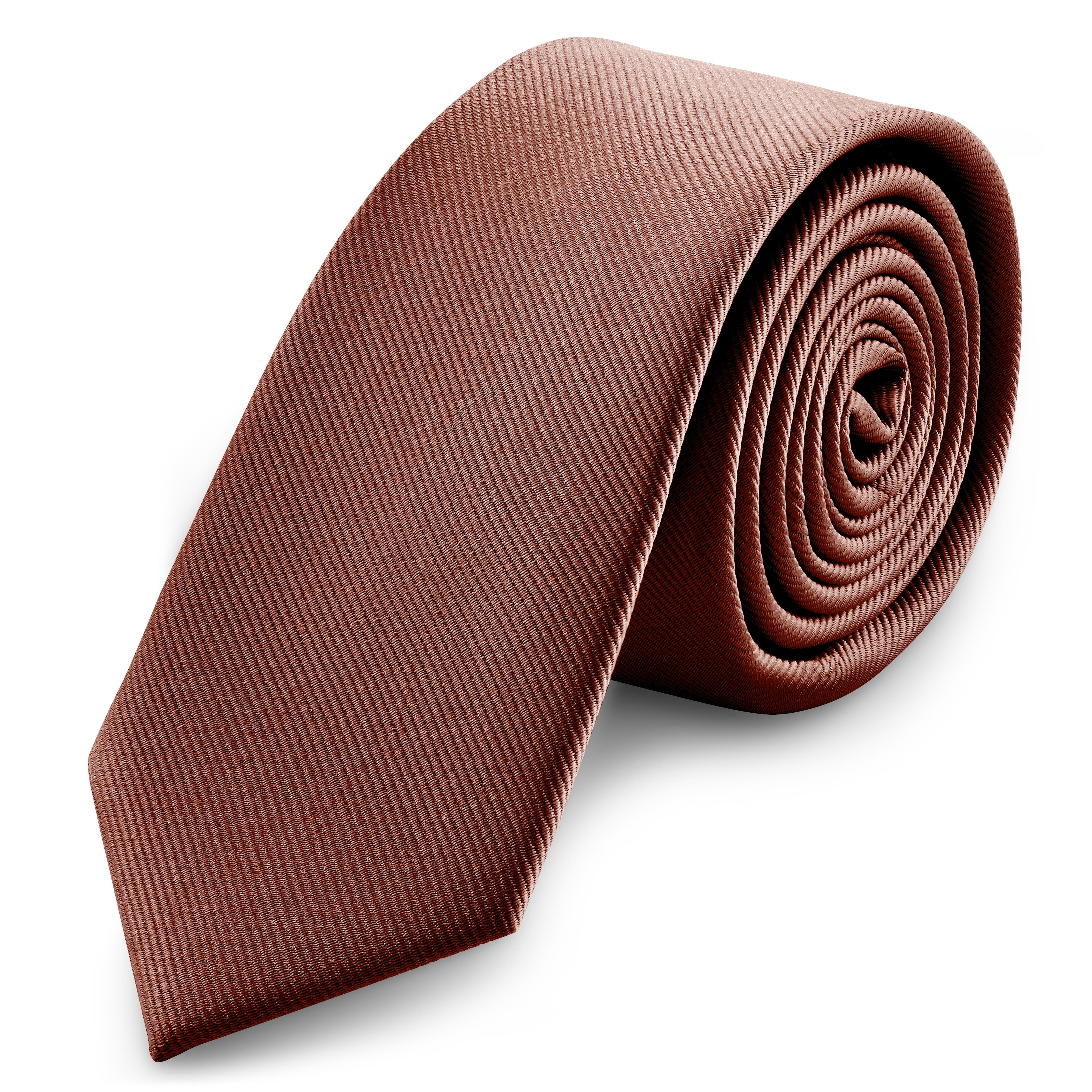 Тясна гросгрейн вратовръзка в цвят теракота 6 см