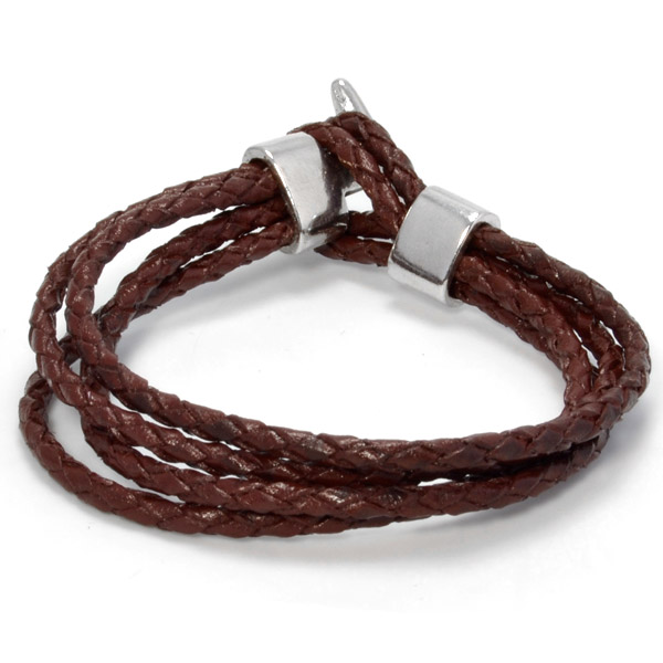 LUCLÉON - Brown Braided Læderarmbånd - 1