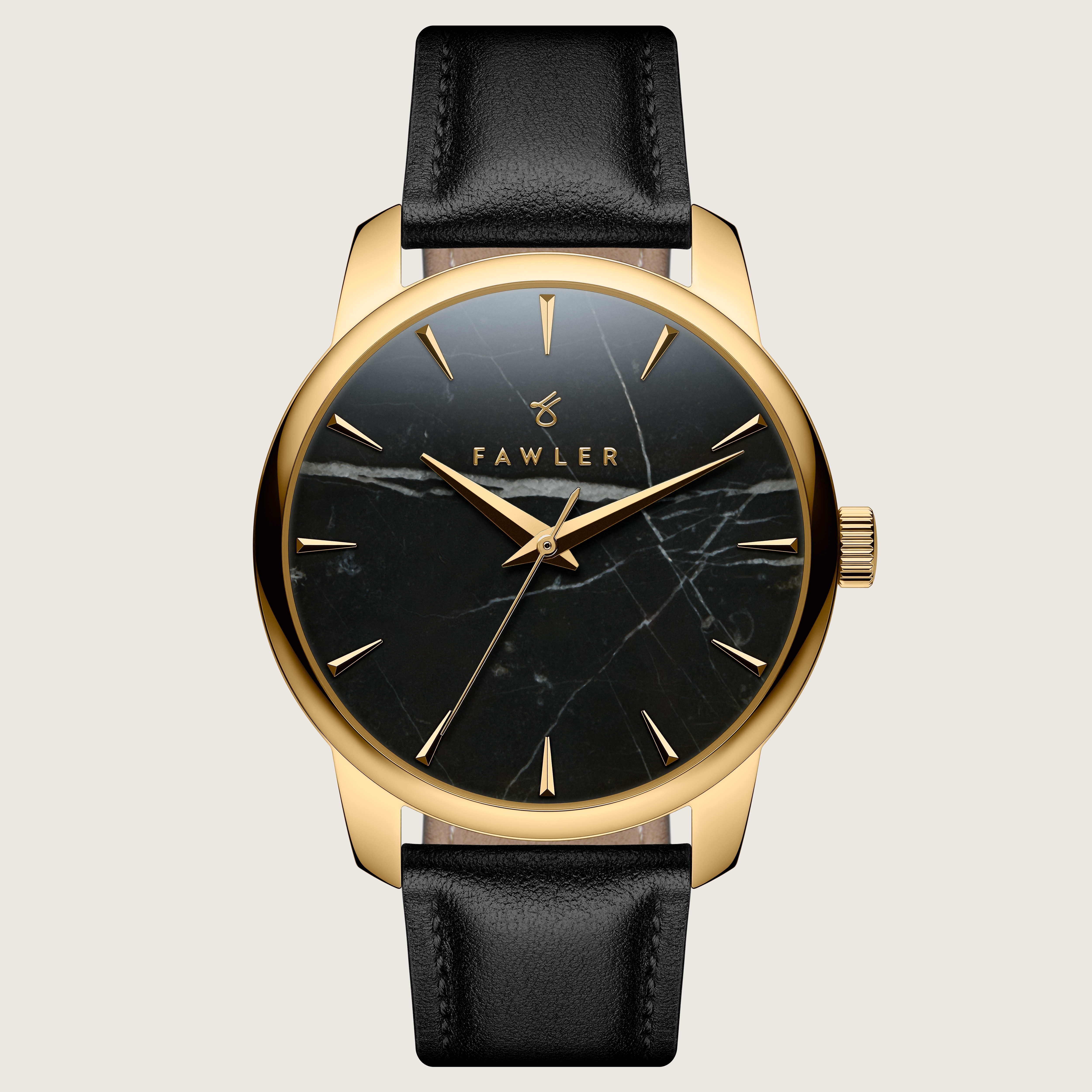 Beleza | Gold-tone Stainless Steel Black Marble Watch | In  display picture 2
