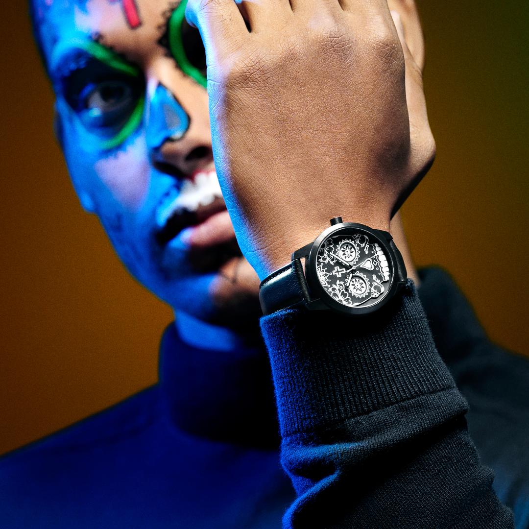 Orologio Unisex Stile Punk Con Teschio – Cinturino In Pelle, Quadrante Tondo Nero, Movimento Al Quarzo, Design Gotico Con Borchie E Catena, Regalo Originale