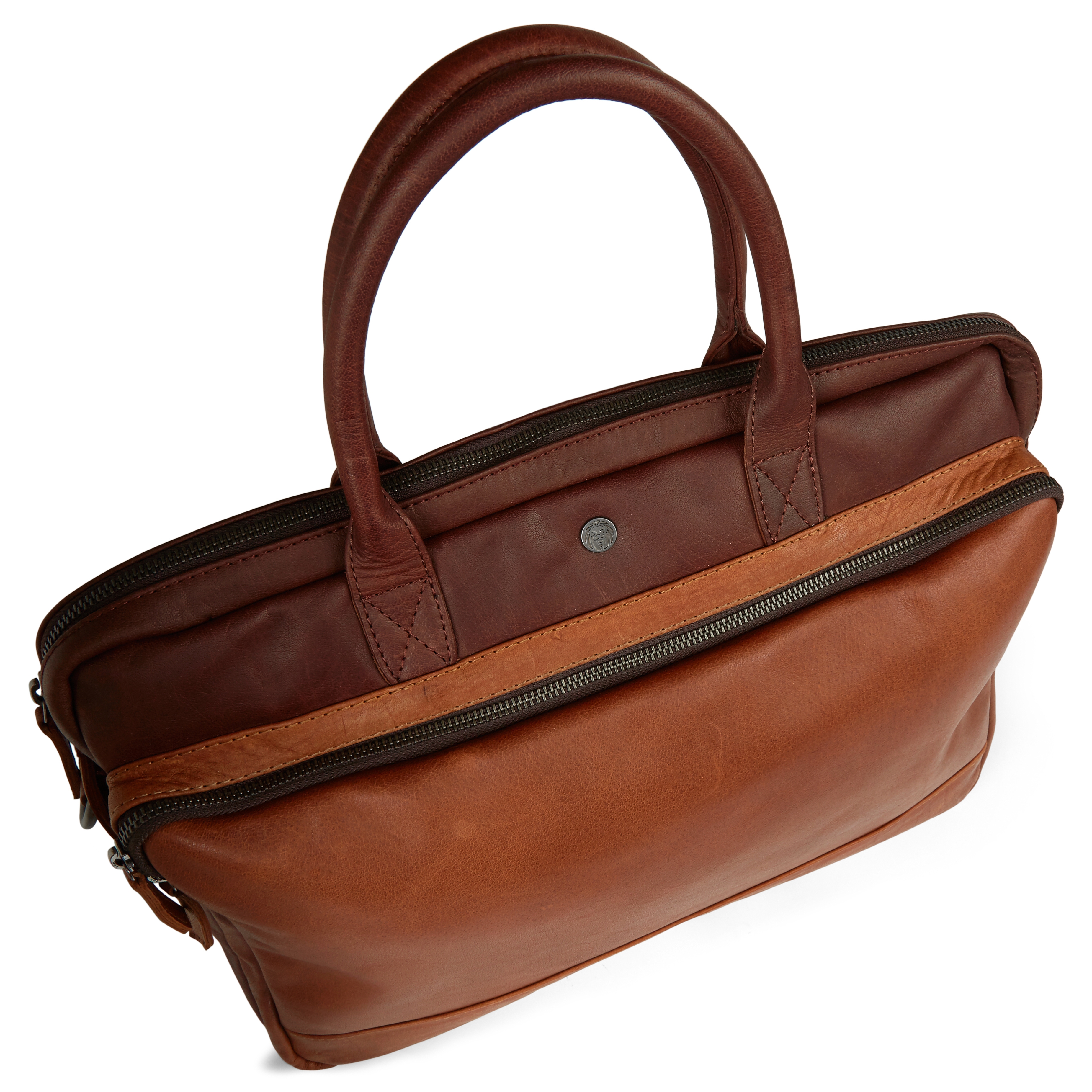 Oxford Brun & Ljusbrun Datorväska i Läder - 6