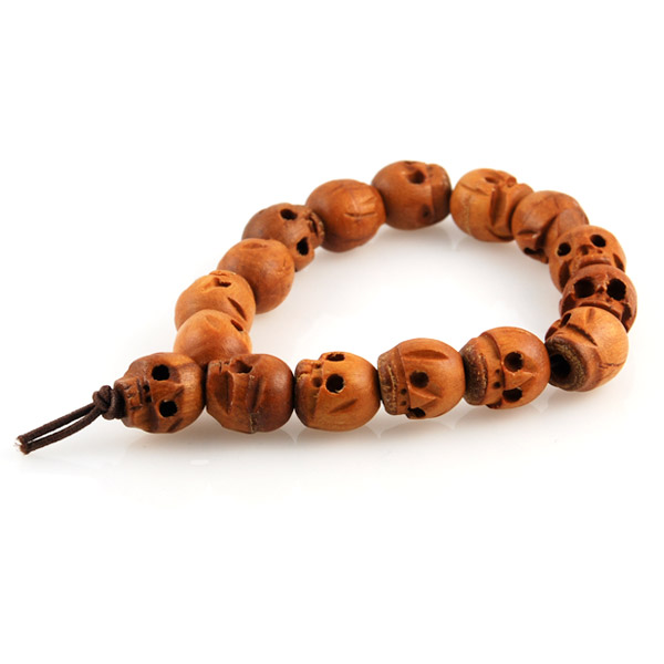 Brunt Skelethoved Perlearmbånd - 1