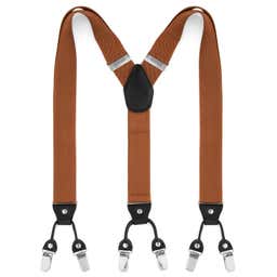 Wide Brown Clip-On Suspenders