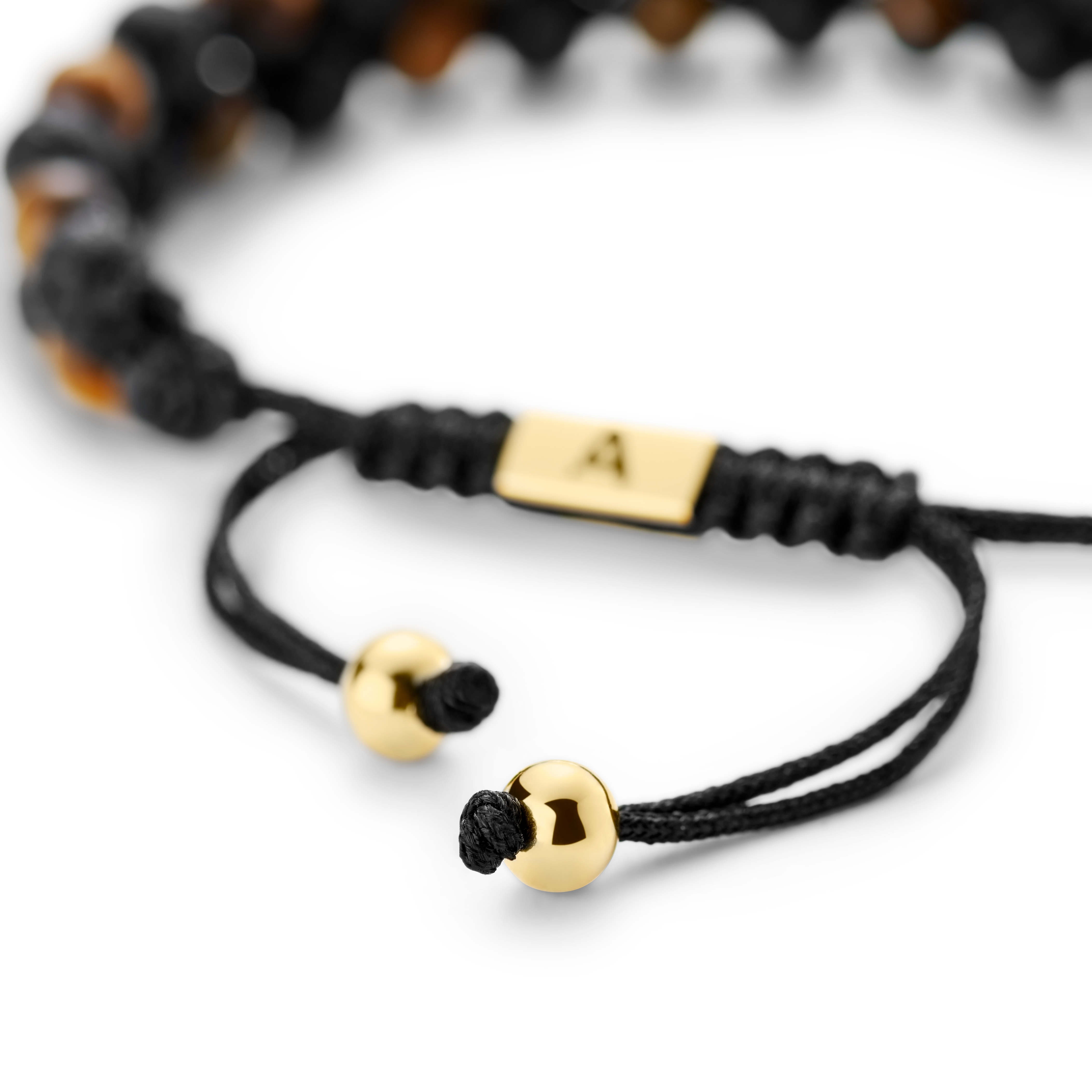 Pulsera con doble fila de ojo de tigre y piedra de lava Sanaio - 8