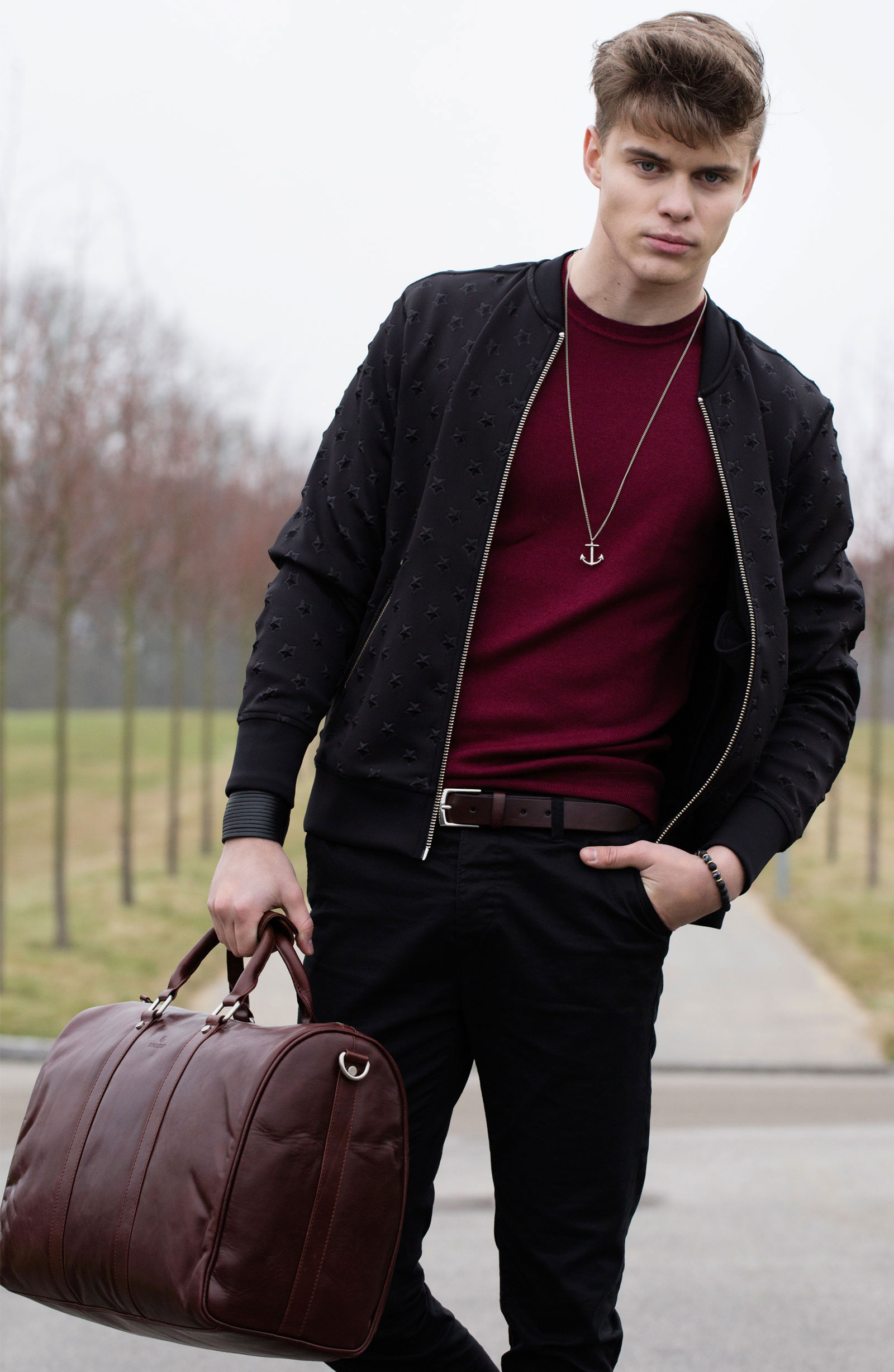 Dunkelbrauner & Silberfarbener Klassischer Ledergürtel - 5