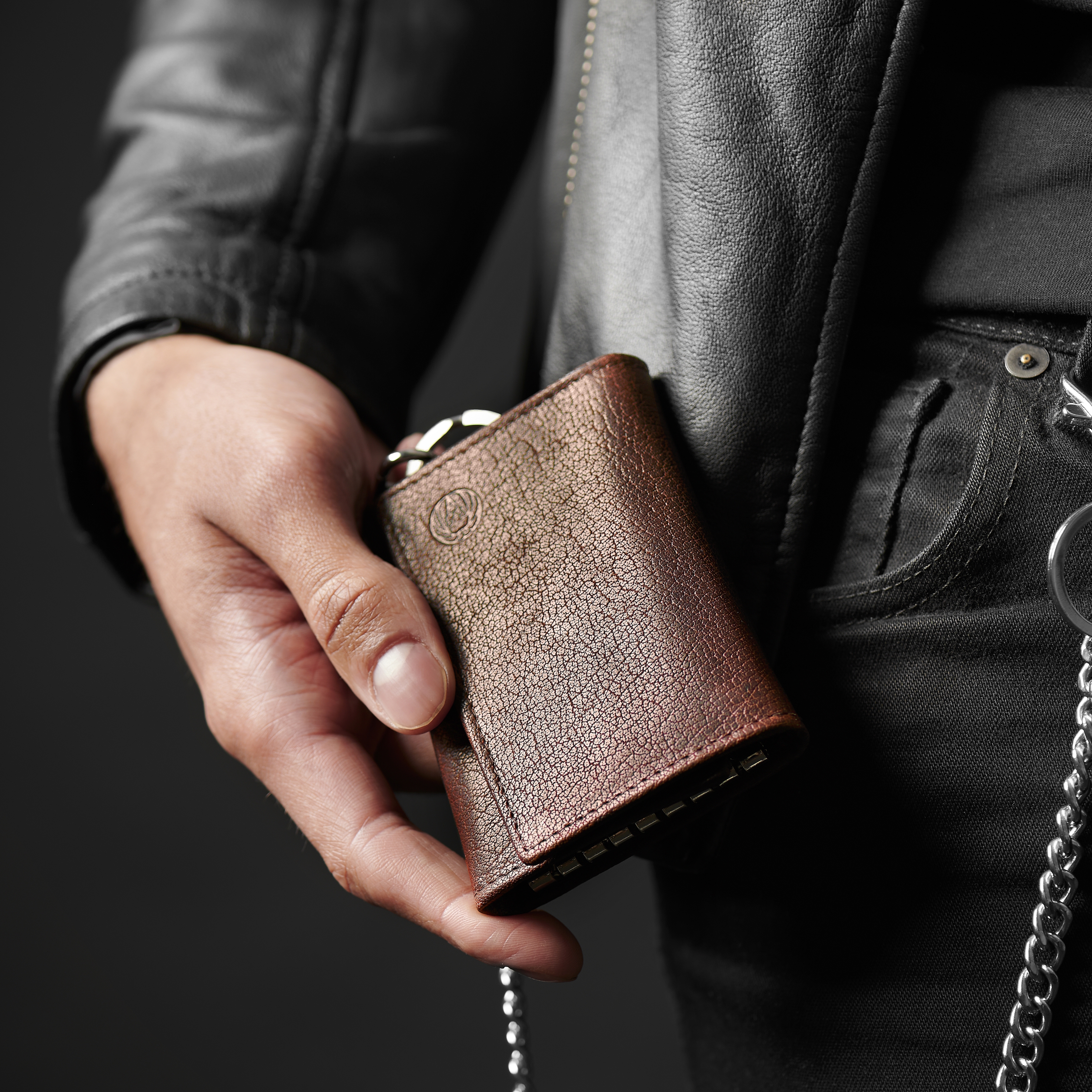 Porte-clés Montréal en cuir marron foncé RFID  - 4