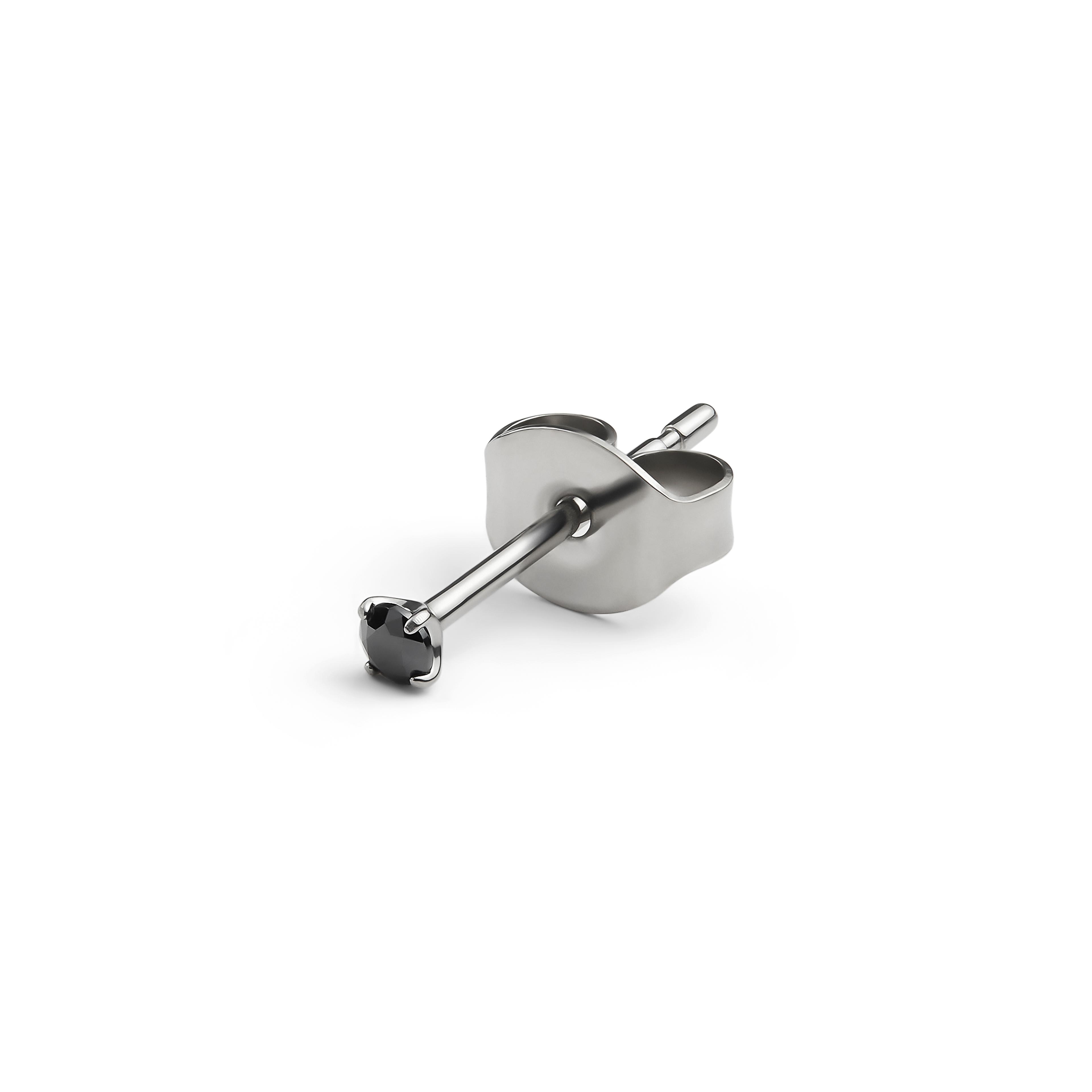 Aura | Orecchino a bottone da 2mm in titanio con zirconia nera Aura | Orecchino a bottone da 2mm in titanio con zirconia nera